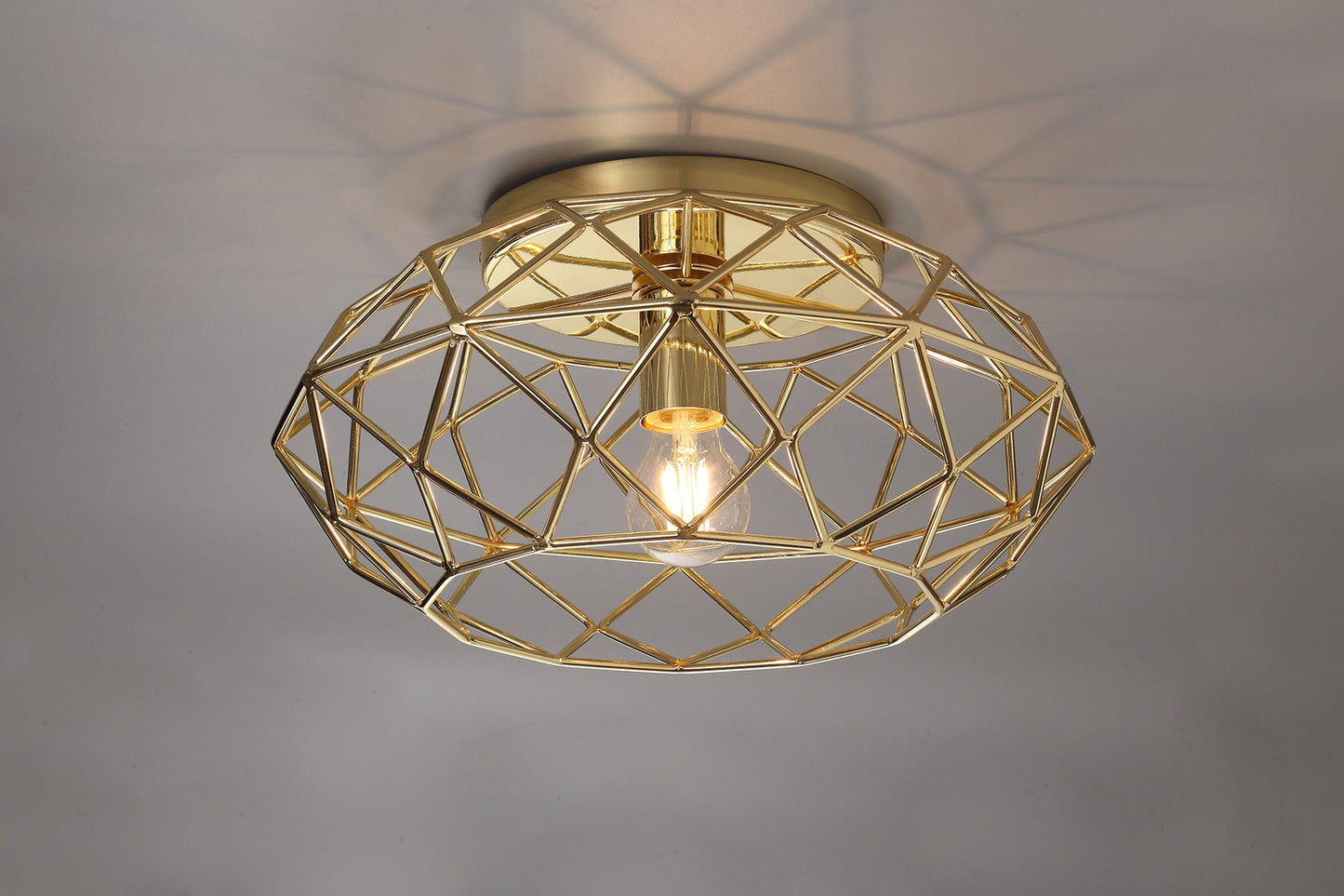 Peover Flush Ceiling, 1 x E27, Polished Brass