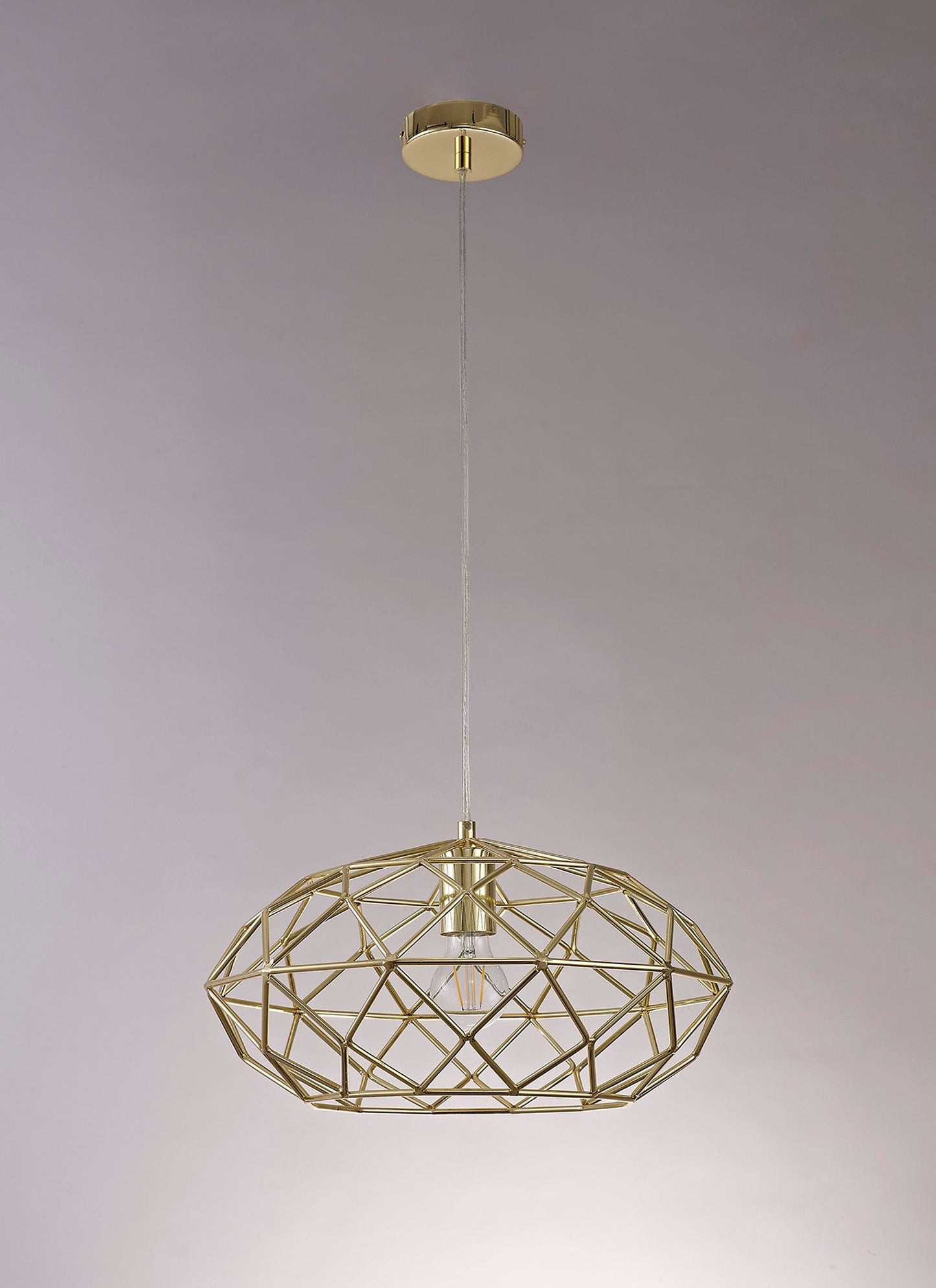 Peover Elliptical Sphere Pendant, 1 x E27, Polished Brass