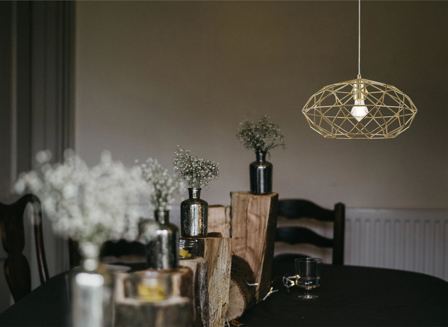 Peover Curved Cylinder Pendant, 1 x E27, Polished Brass