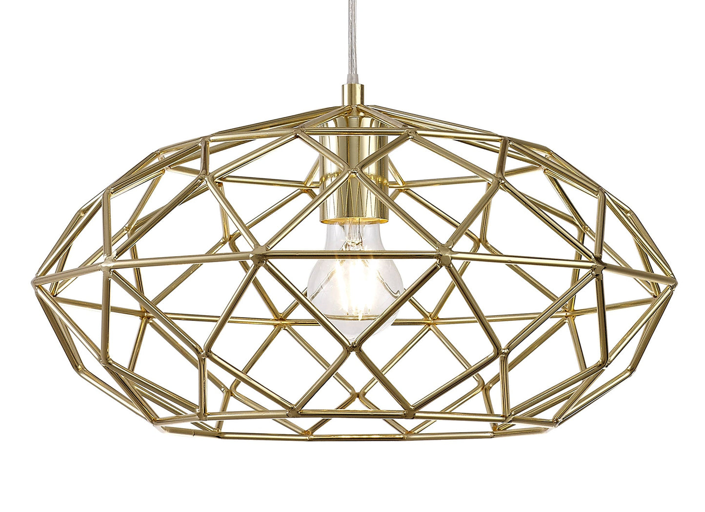 Peover Elliptical Sphere Pendant, 1 x E27, Polished Brass