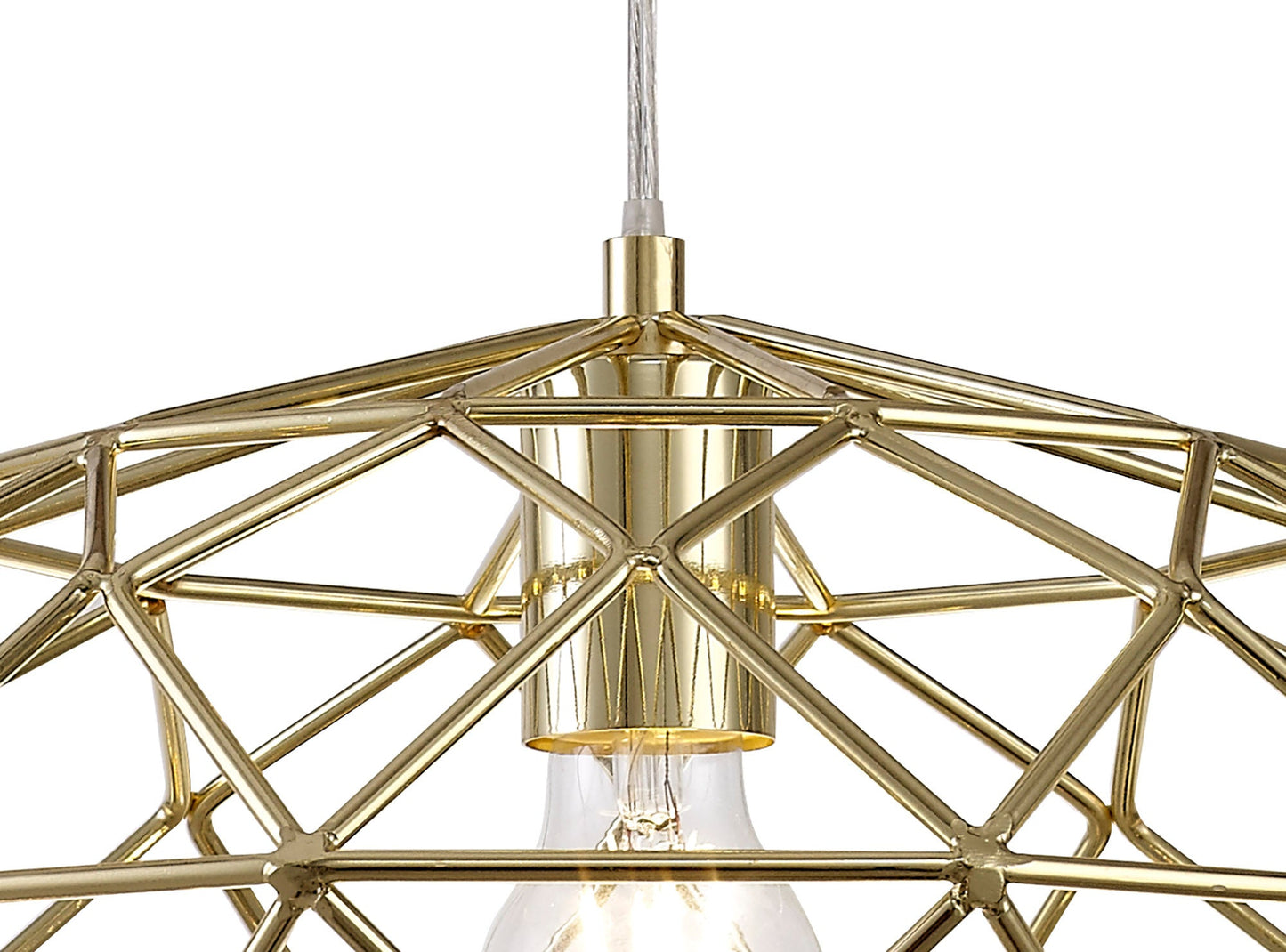 Peover Elliptical Sphere Pendant, 1 x E27, Polished Brass