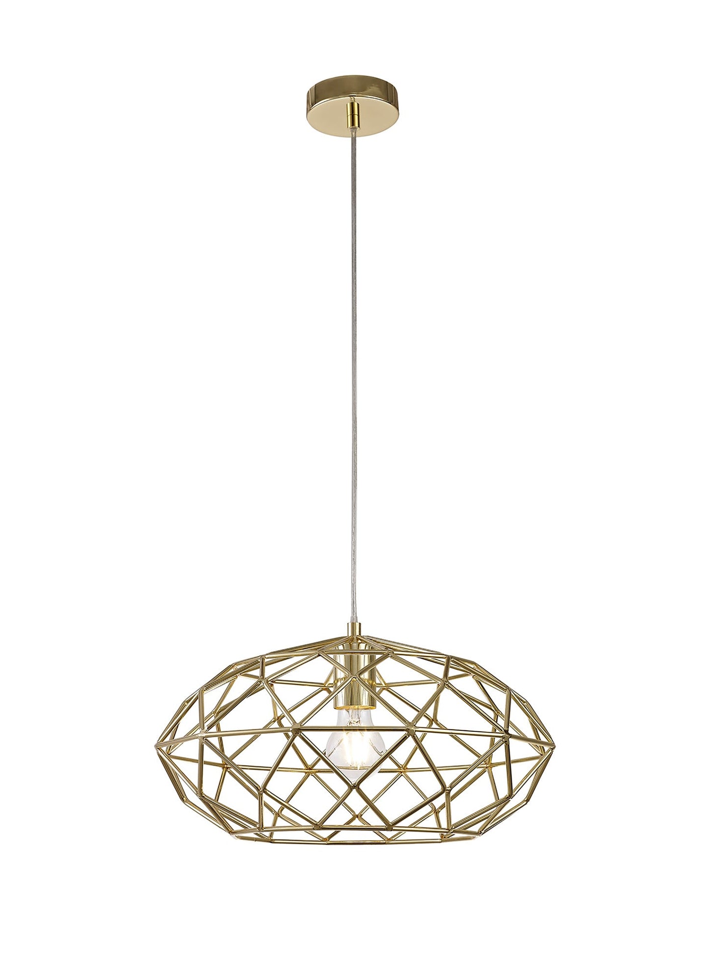 Peover Elliptical Sphere Pendant, 1 x E27, Polished Brass