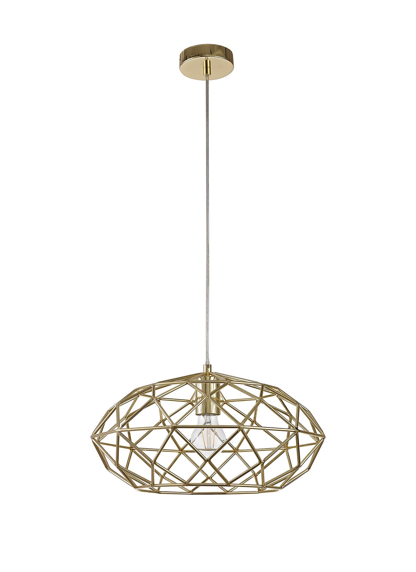 Peover Elliptical Sphere Pendant, 1 x E27, Polished Brass