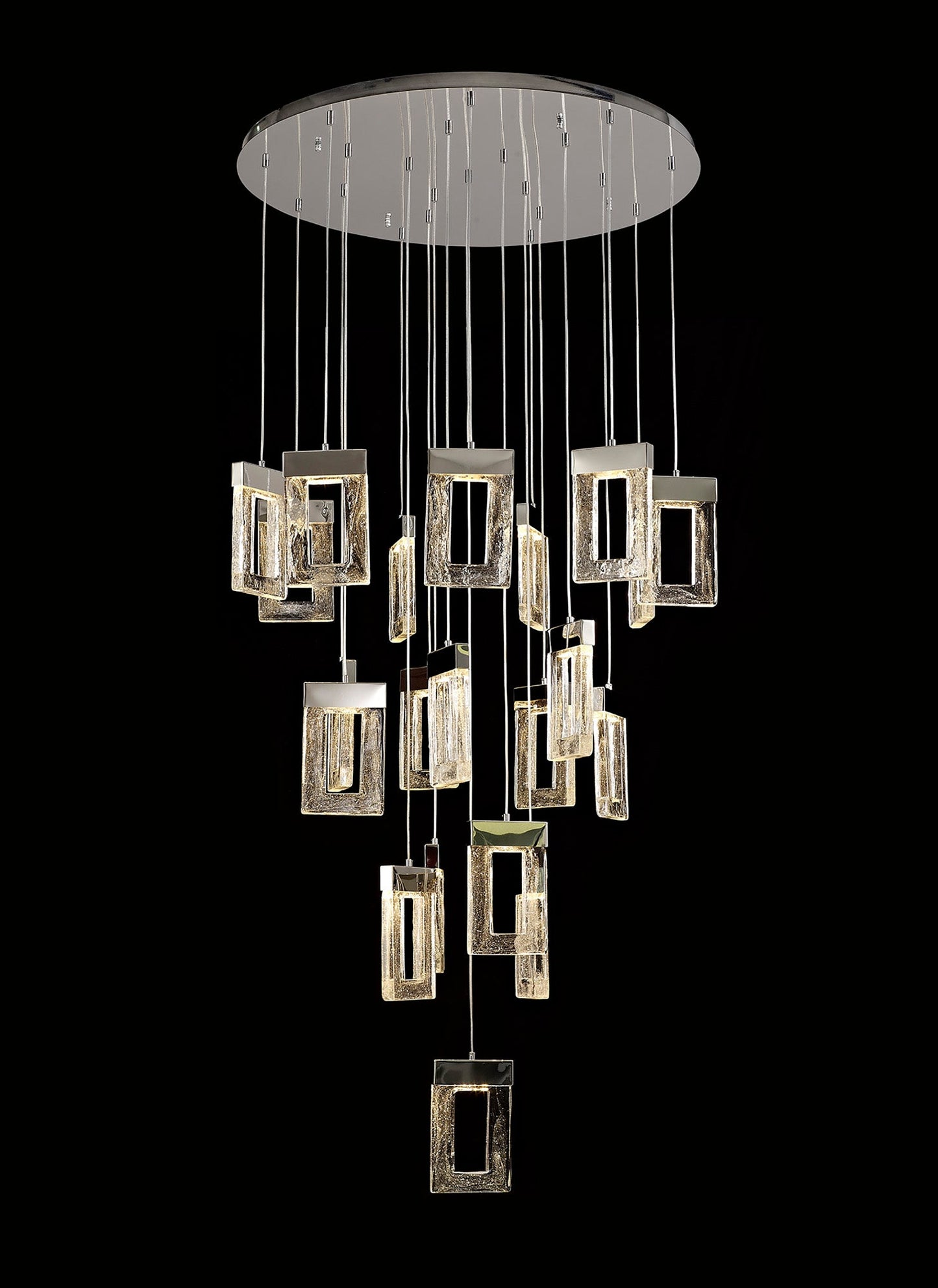 Plumley Pendant 5m, 21 x 4.5W LED, 3000K, 3360lm, Polished Chrome, 3yrs Warranty