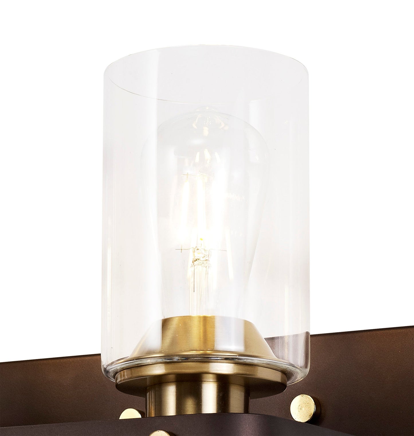 Roebuck Wall Lamp 2 Light E27, Brown Oxide and Bronze With Clear Glass Shades