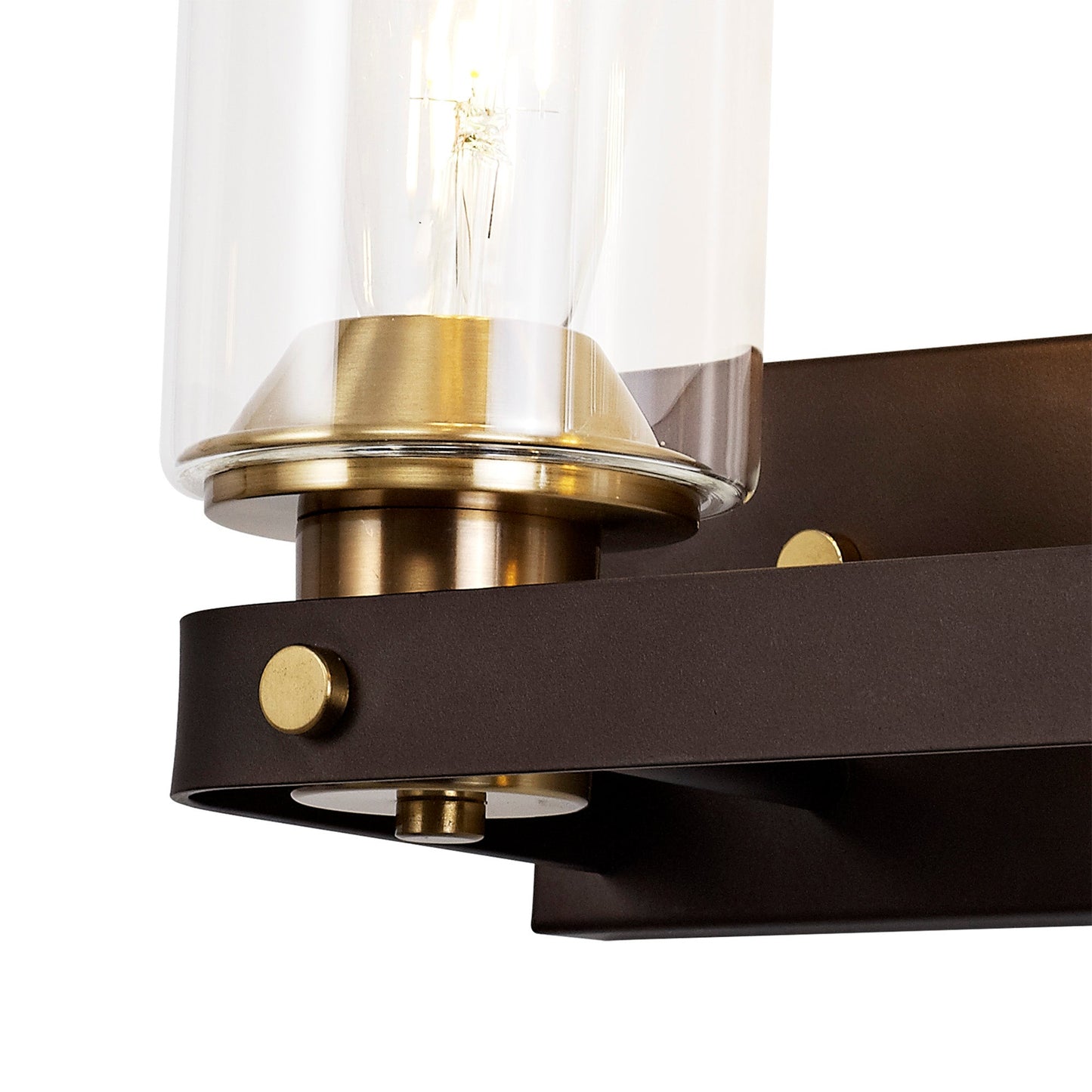 Roebuck Wall Lamp 2 Light E27, Brown Oxide and Bronze With Clear Glass Shades