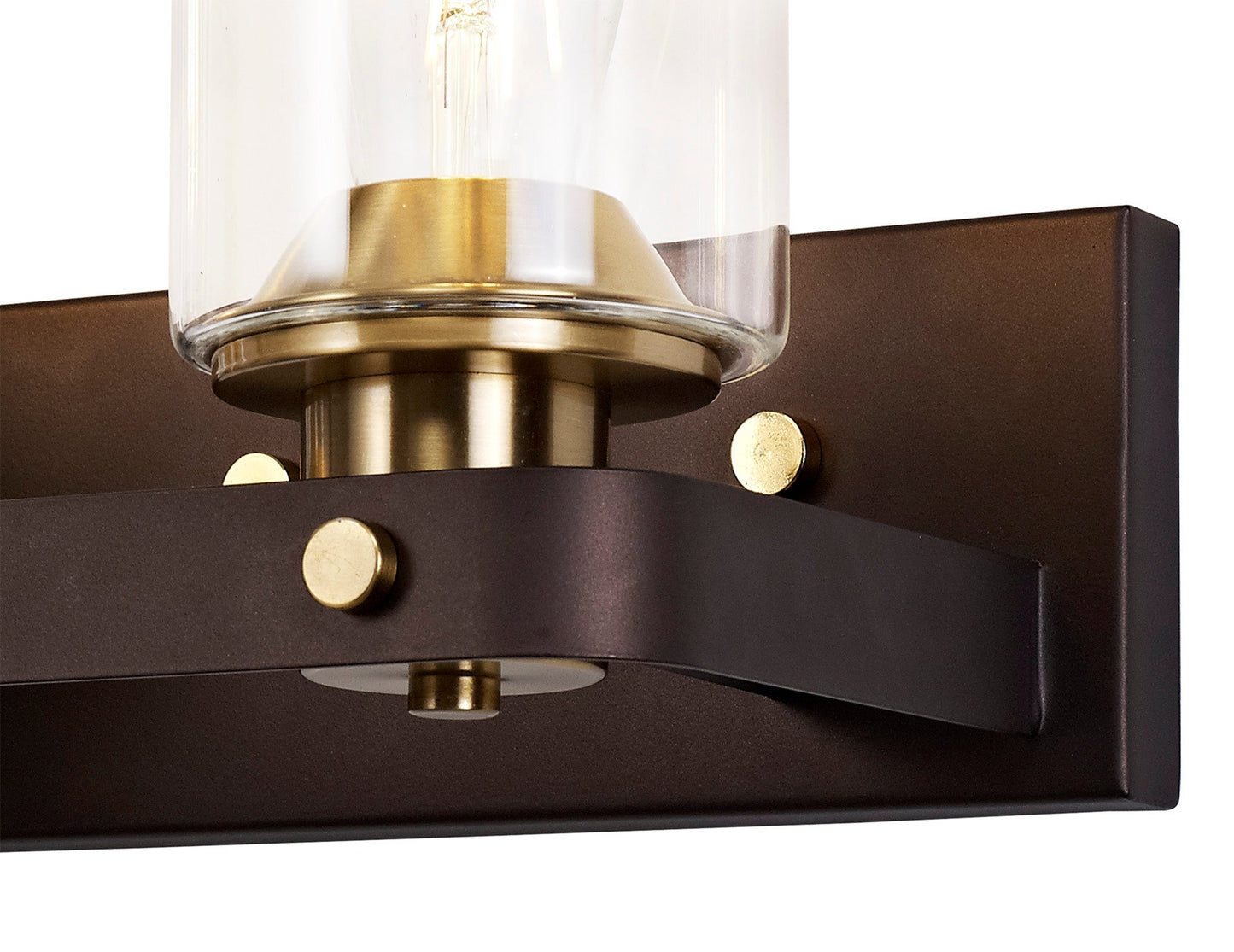Roebuck Wall Lamp 2 Light E27, Brown Oxide and Bronze With Clear Glass Shades