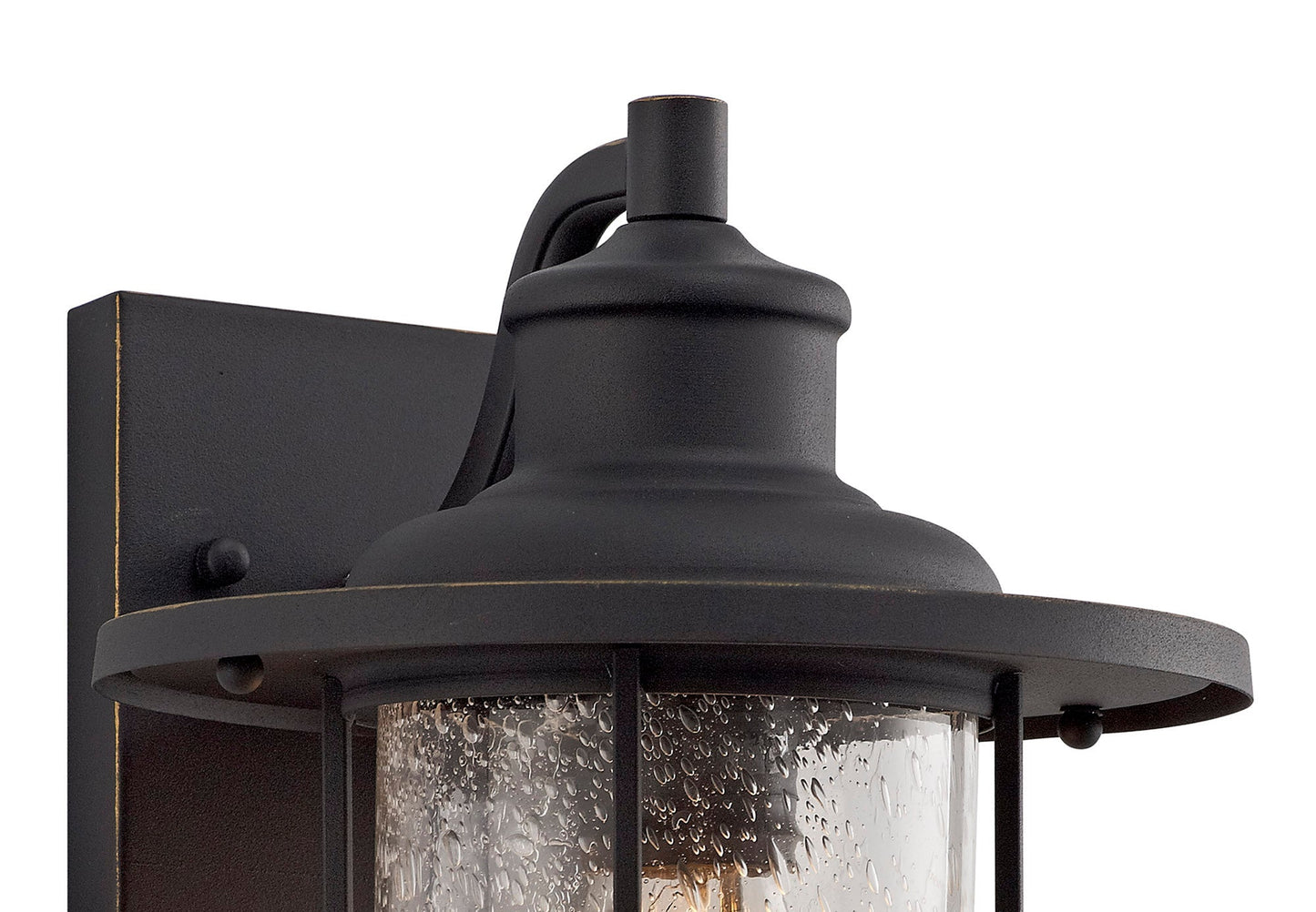 Rostherne Wall Lamp, 1 x E27, Black and Gold With Seeded Clear Glass, IP54, 2yrs Warranty