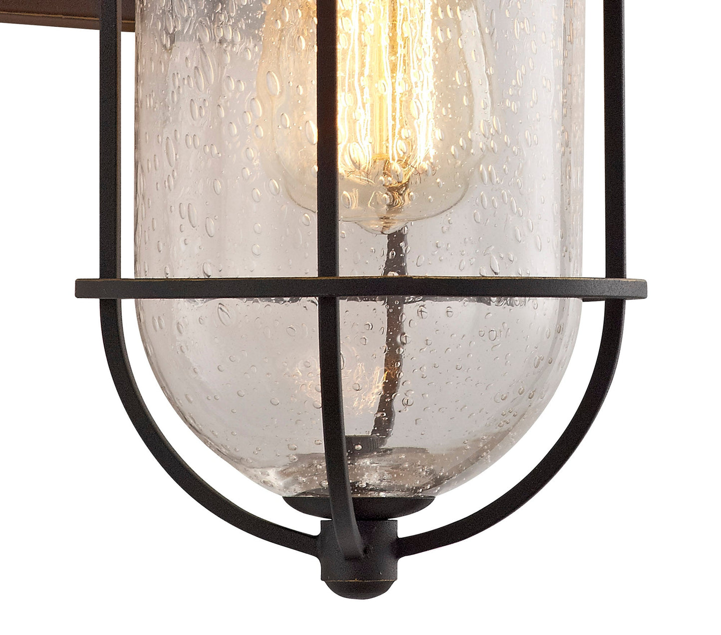 Rostherne Wall Lamp, 1 x E27, Black and Gold With Seeded Clear Glass, IP54, 2yrs Warranty