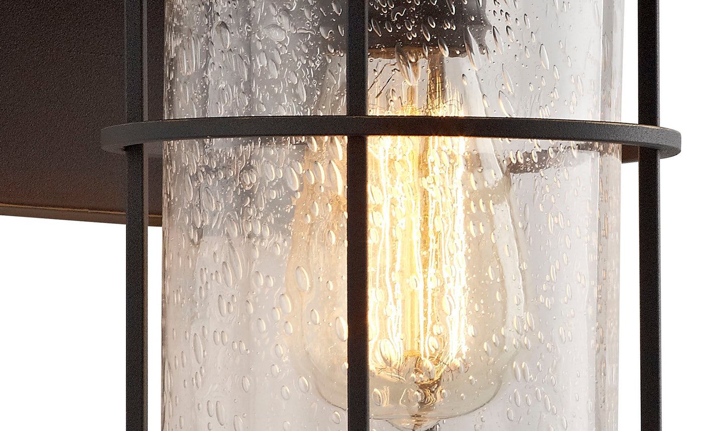 Rostherne Wall Lamp, 1 x E27, Black and Gold With Seeded Clear Glass, IP54, 2yrs Warranty