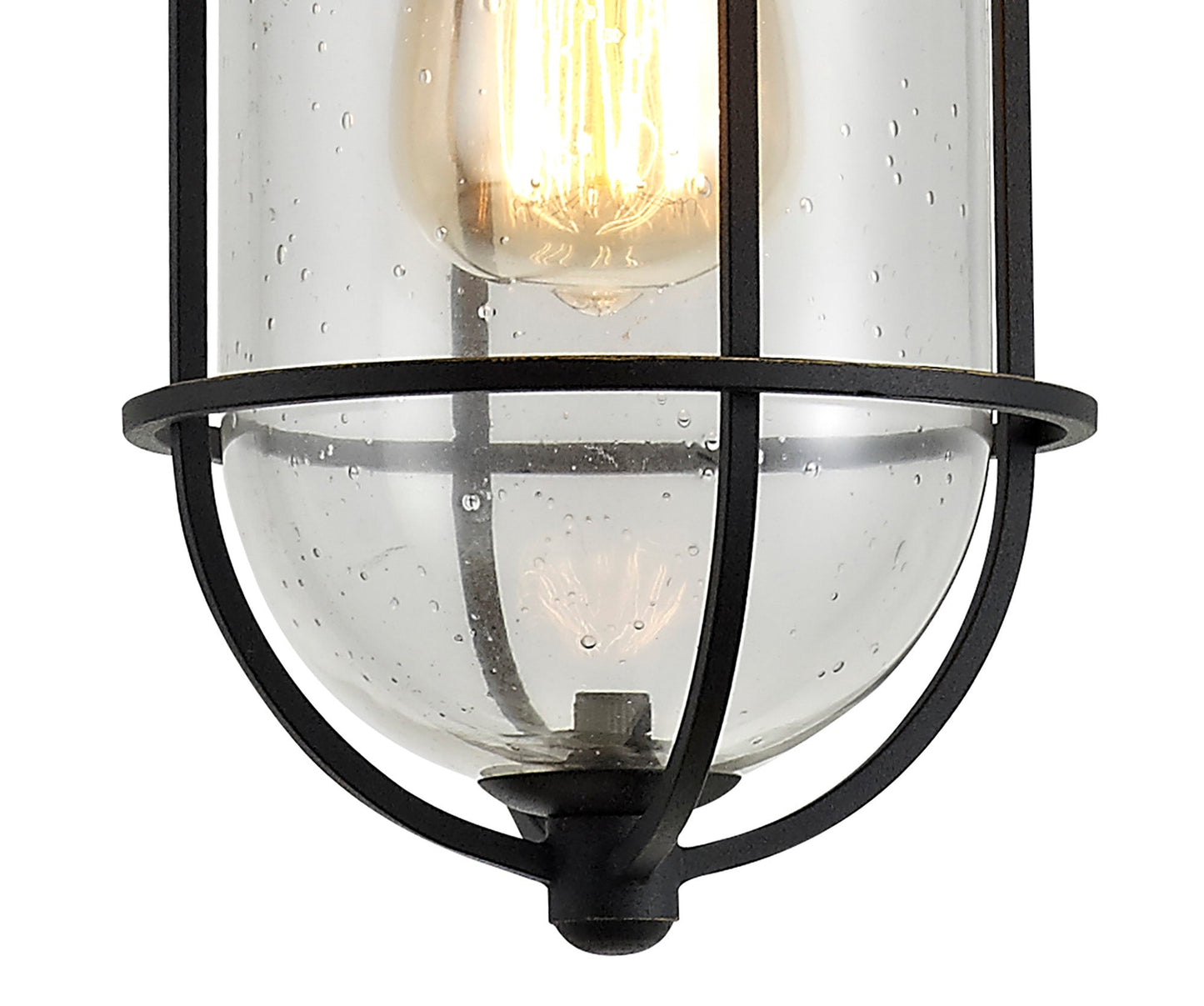Rostherne Pendant, 1 x E27, Black and Gold With Seeded Clear Glass, IP54, 2yrs Warranty