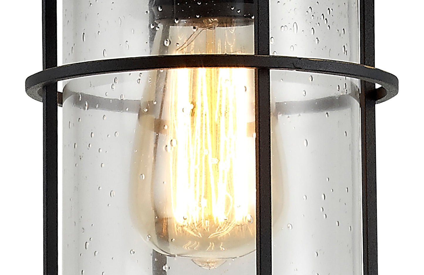 Rostherne Pendant, 1 x E27, Black and Gold With Seeded Clear Glass, IP54, 2yrs Warranty