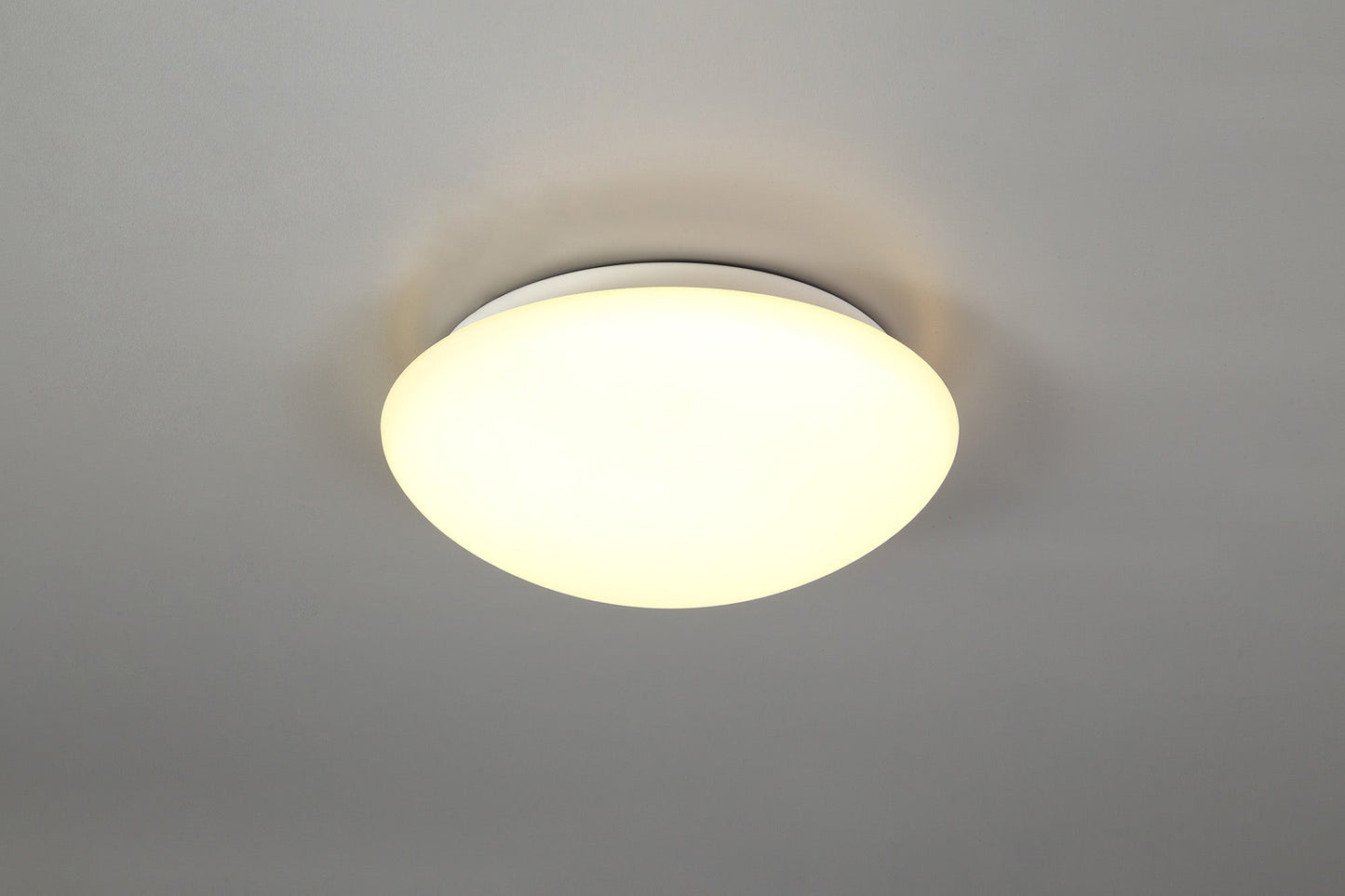 Roxby Ceiling, 1 x 18W LED, 3000K, 872lm, IP44, White and Frosted Glass, 3yrs Warranty