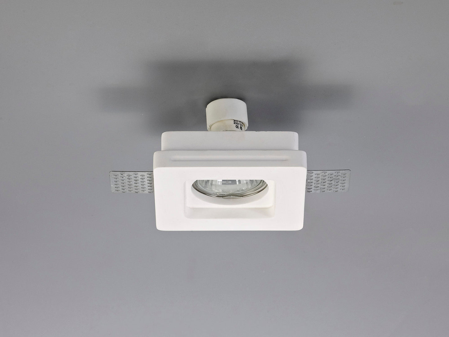 Russet Square Stepped Recessed Spotlight, GU10, White Paintable Gypsum, Cut Out: L:103mmxW:103mm