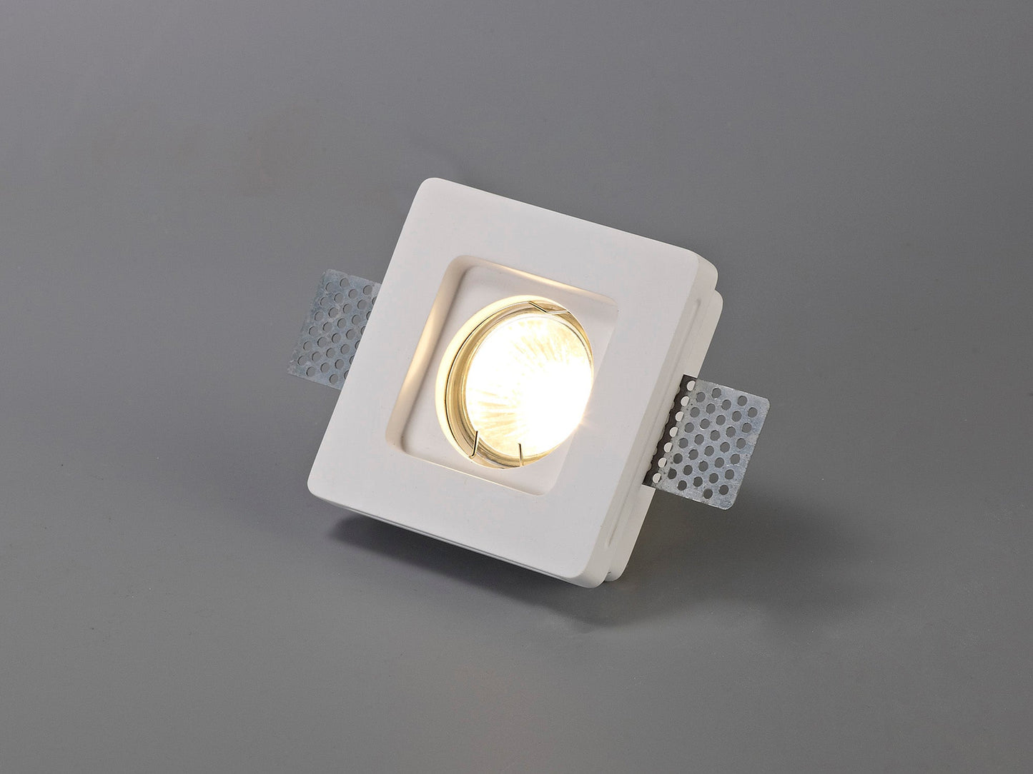 Russet Square Stepped Recessed Spotlight, GU10, White Paintable Gypsum, Cut Out: L:103mmxW:103mm
