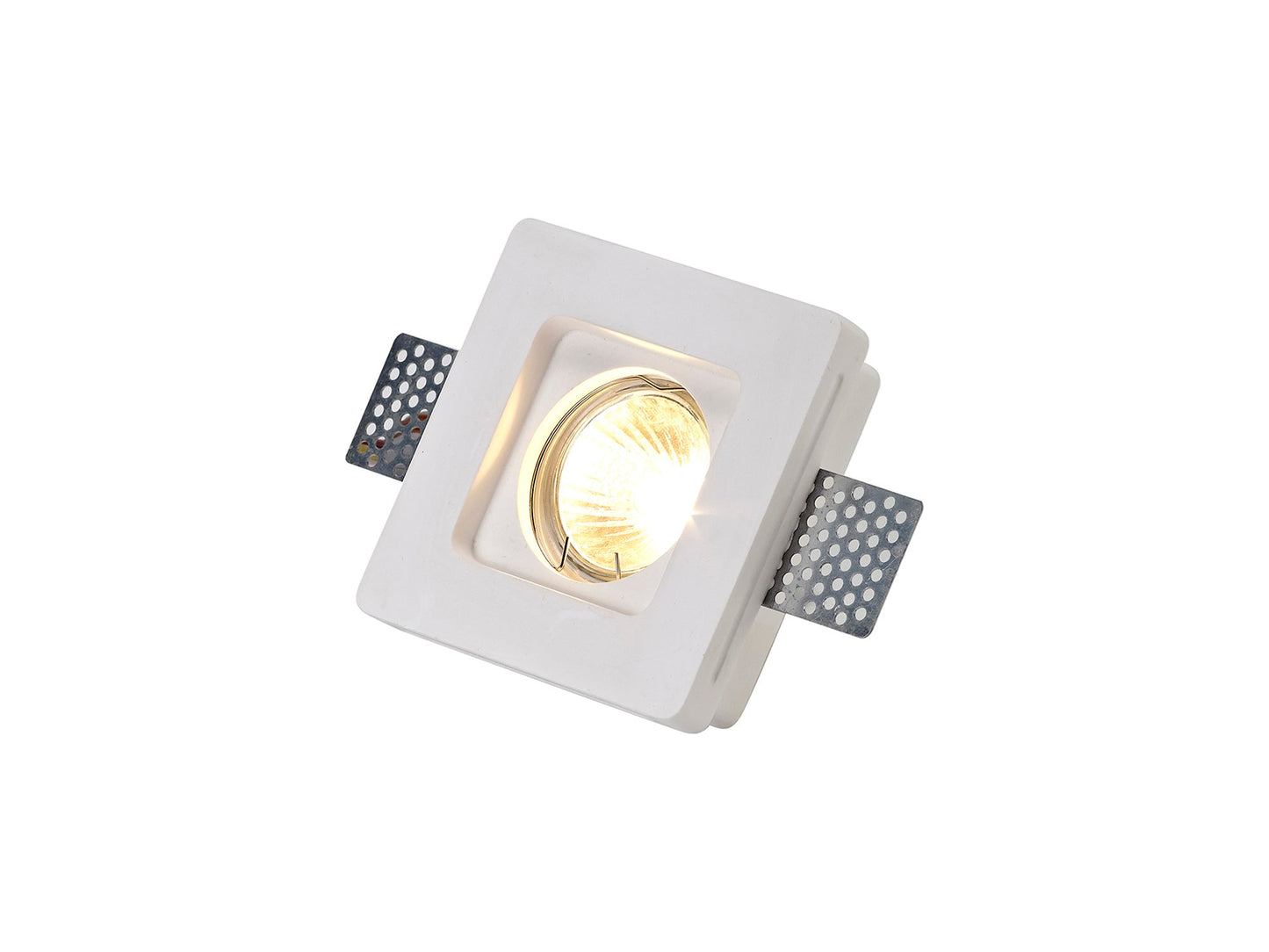 Russet Square Stepped Recessed Spotlight, GU10, White Paintable Gypsum, Cut Out: L:103mmxW:103mm