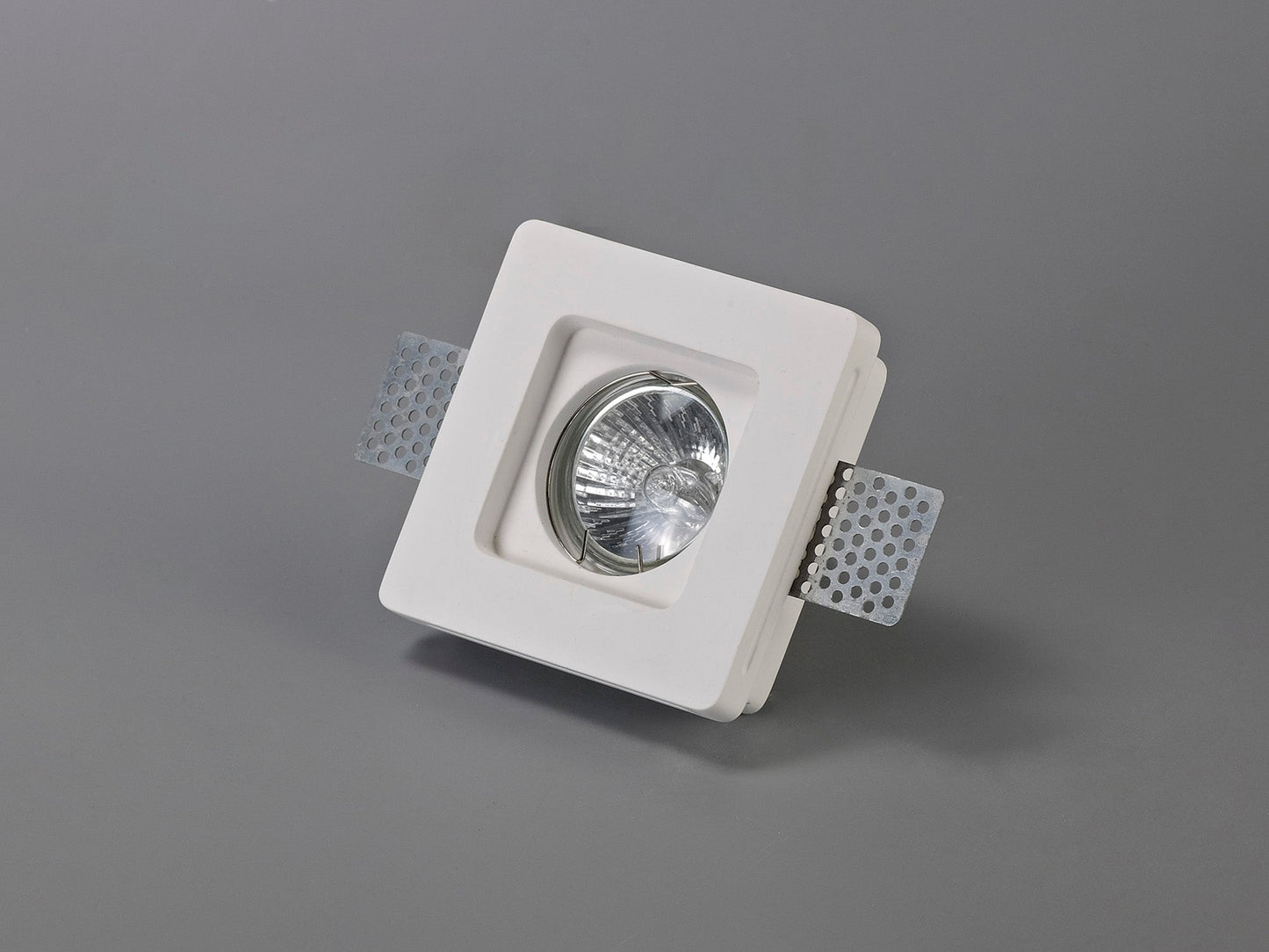 Russet Square Stepped Recessed Spotlight, GU10, White Paintable Gypsum, Cut Out: L:103mmxW:103mm