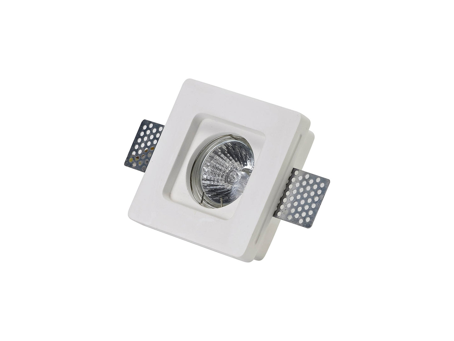 Russet Square Stepped Recessed Spotlight, GU10, White Paintable Gypsum, Cut Out: L:103mmxW:103mm