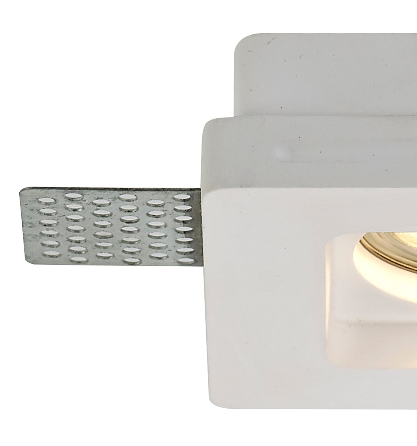 Russet Square Stepped Recessed Spotlight, GU10, White Paintable Gypsum, Cut Out: L:103mmxW:103mm