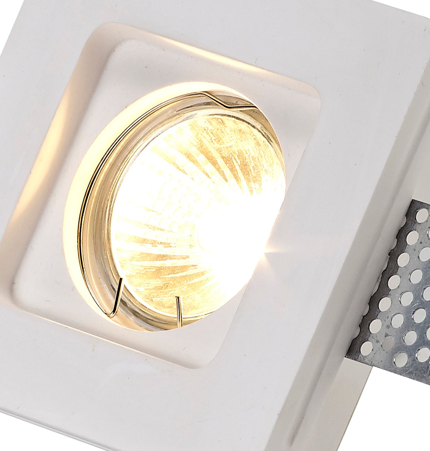 Russet Square Stepped Recessed Spotlight, GU10, White Paintable Gypsum, Cut Out: L:103mmxW:103mm