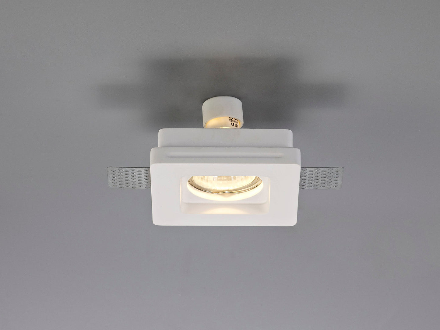Russet Square Stepped Recessed Spotlight, GU10, White Paintable Gypsum, Cut Out: L:103mmxW:103mm