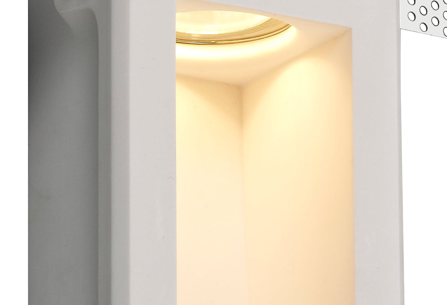 Russet Medium Recessed Wall Lamp, 1 x GU10, White Paintable Gypsum, Cut Out: L:353mmxW:103mm