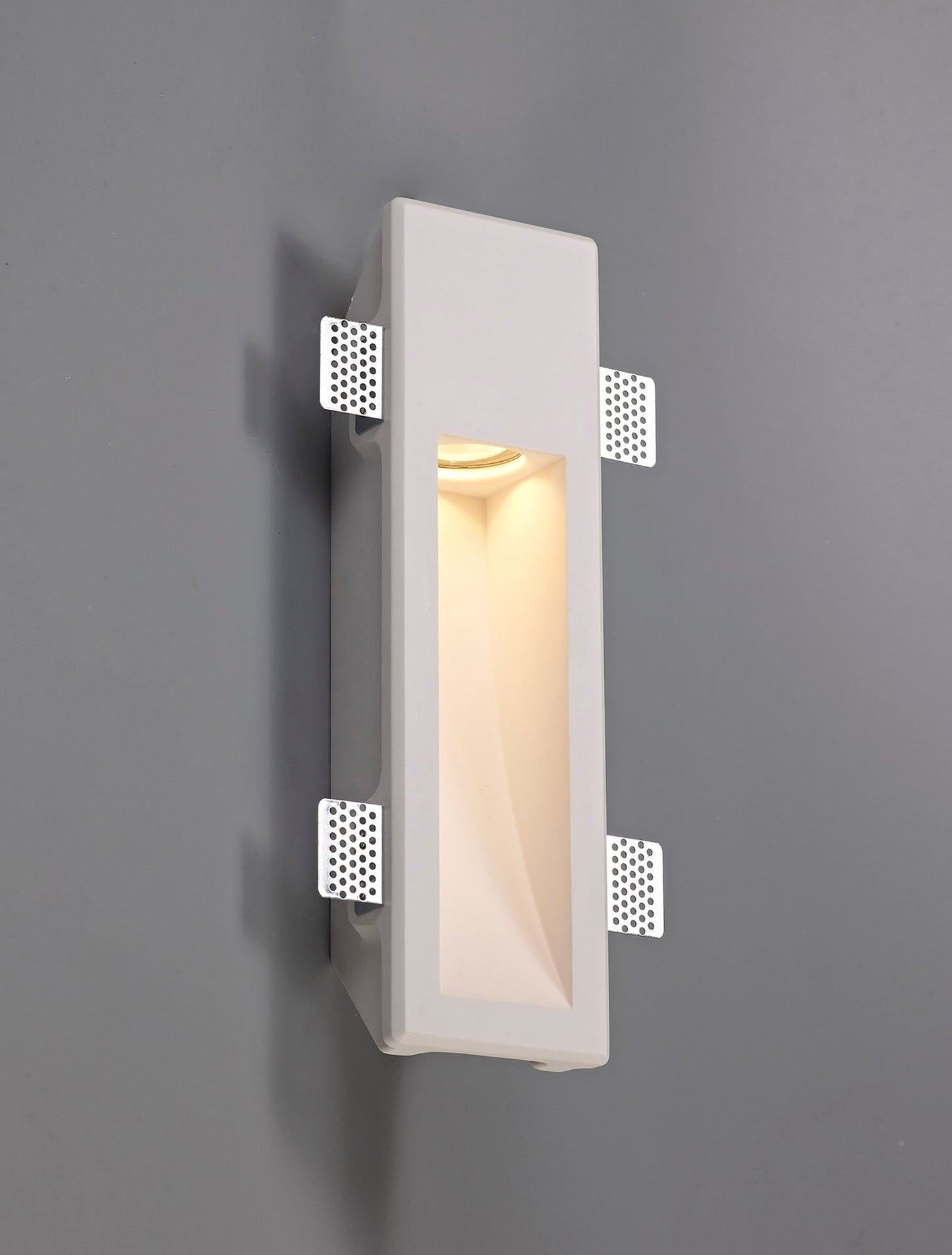 Russet Medium Recessed Wall Lamp, 1 x GU10, White Paintable Gypsum, Cut Out: L:353mmxW:103mm