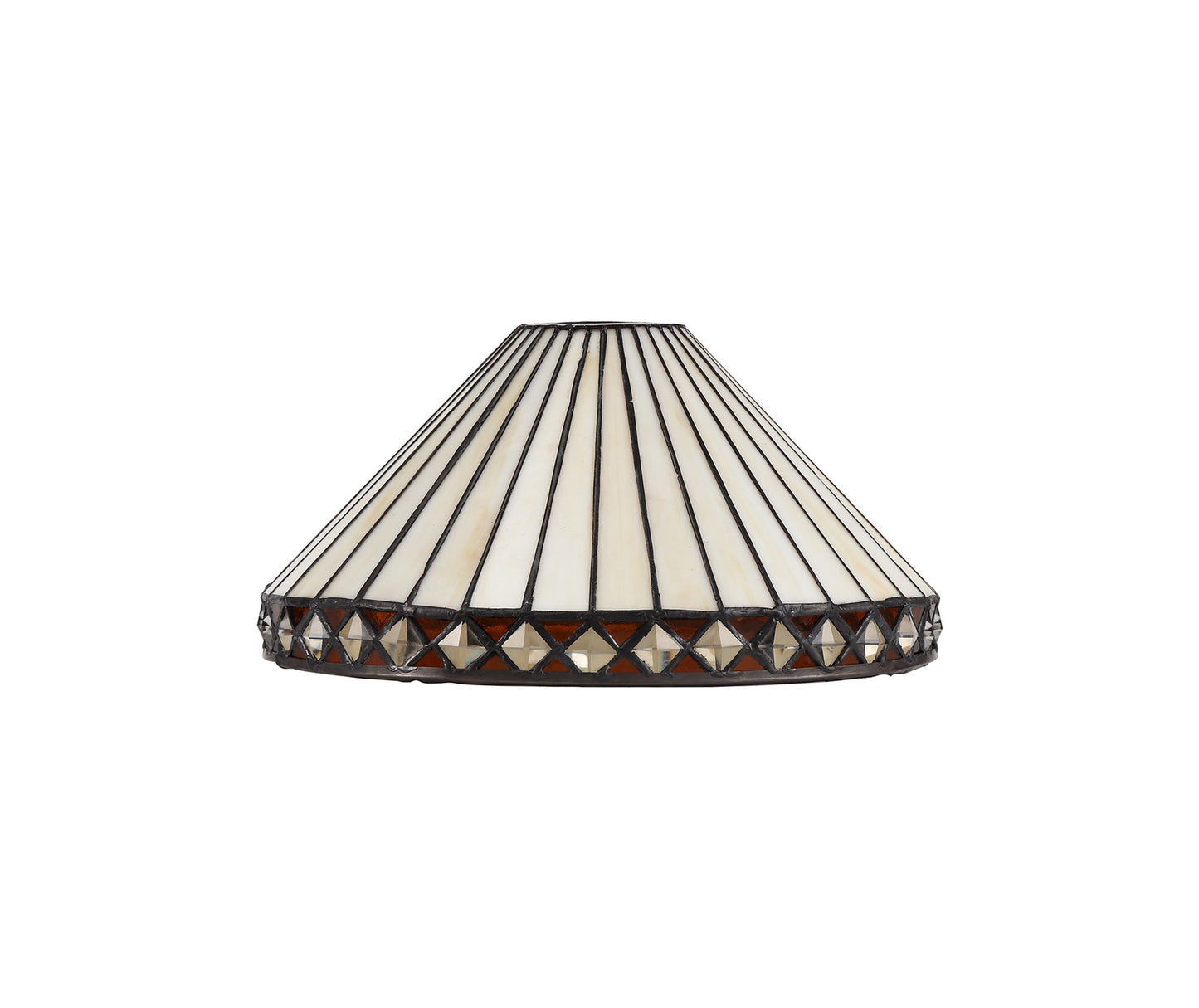 Rydal Tiffany 30cm Non-electric Shade Suitable For Pendant and Ceiling and Table Lamp, Amber and Cream and Crystal