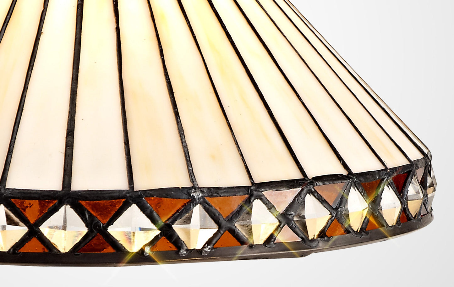 Rydal Tiffany 30cm Non-electric Shade Suitable For Pendant and Ceiling and Table Lamp, Amber and Cream and Crystal