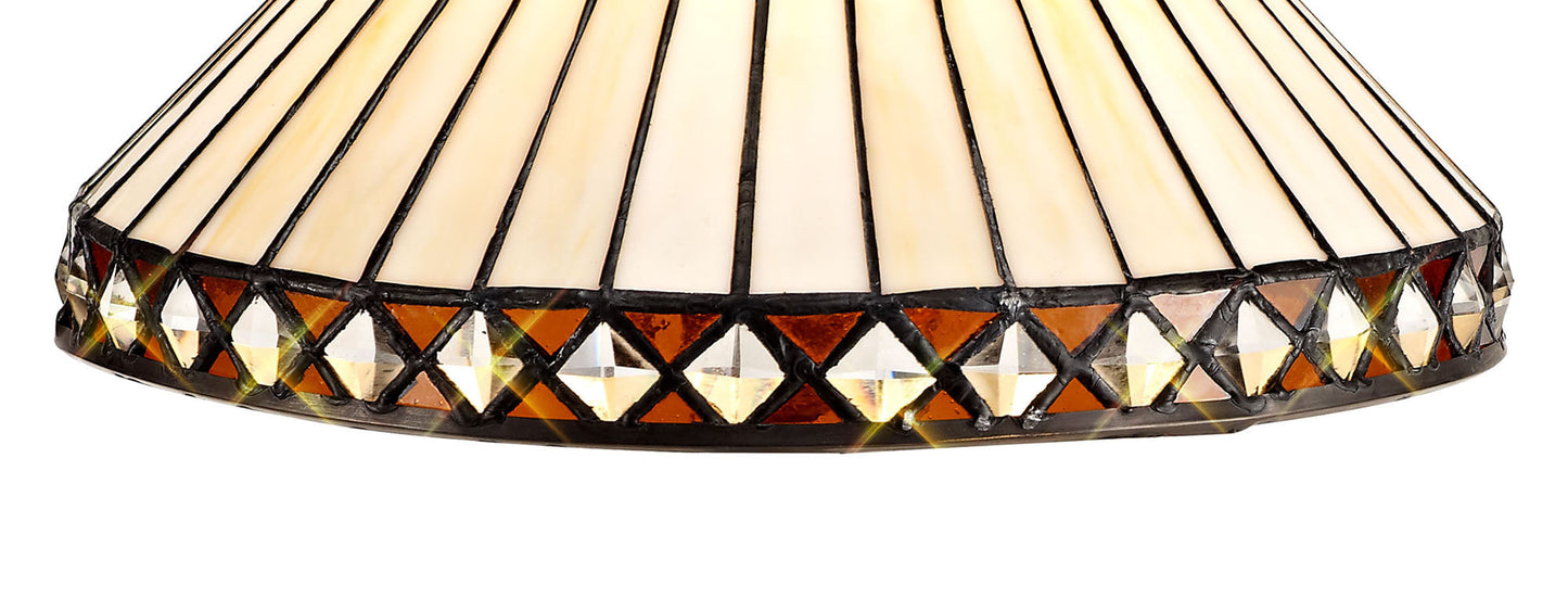 Rydal Tiffany 30cm Non-electric Shade Suitable For Pendant and Ceiling and Table Lamp, Amber and Cream and Crystal