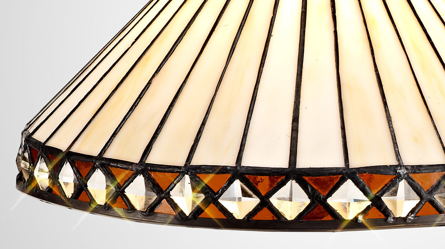 Rydal Tiffany 30cm Non-electric Shade Suitable For Pendant and Ceiling and Table Lamp, Amber and Cream and Crystal