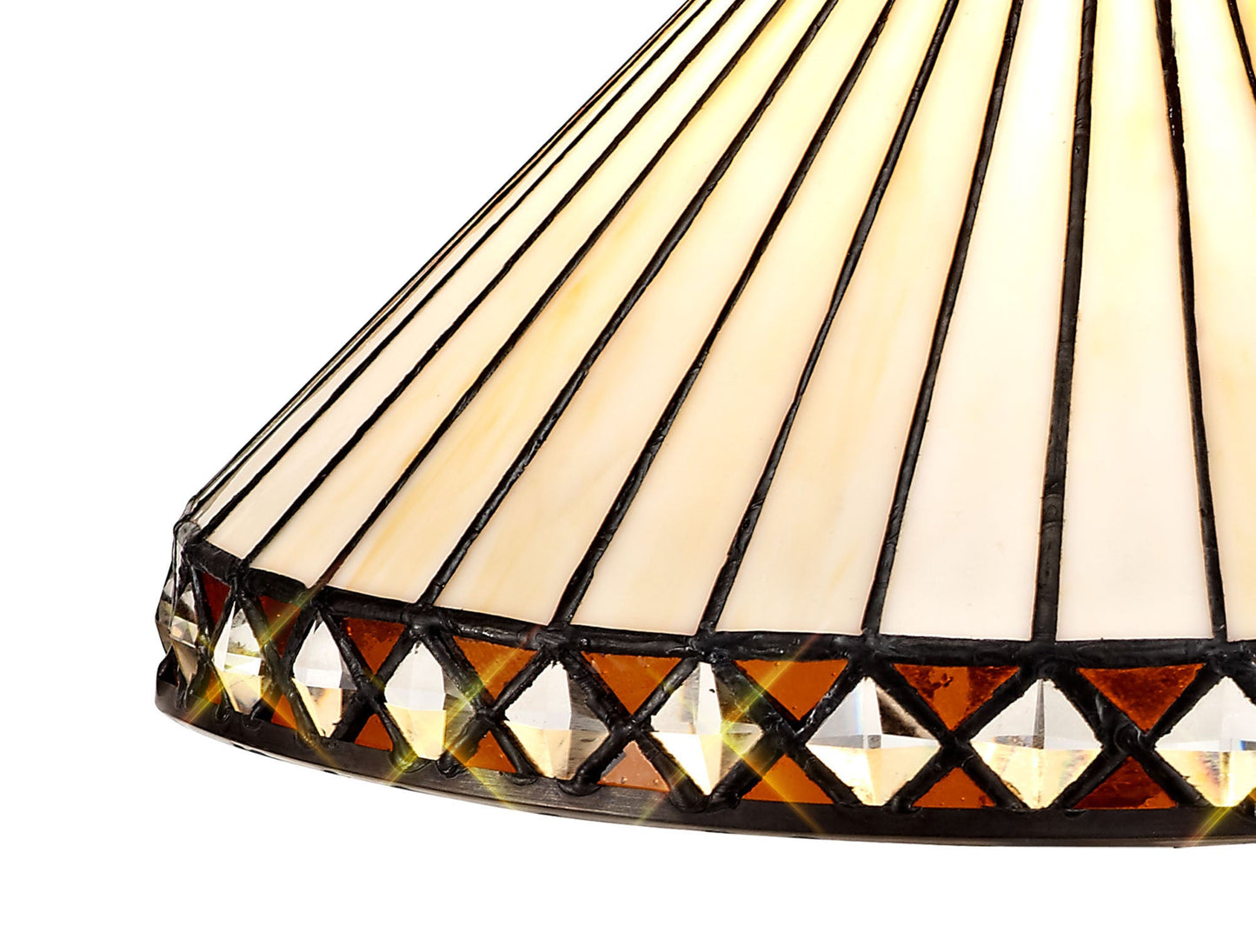Rydal Tiffany 30cm Non-electric Shade Suitable For Pendant and Ceiling and Table Lamp, Amber and Cream and Crystal
