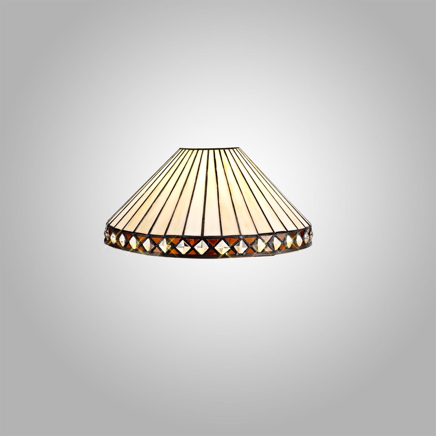 Rydal Tiffany 30cm Non-electric Shade Suitable For Pendant and Ceiling and Table Lamp, Amber and Cream and Crystal
