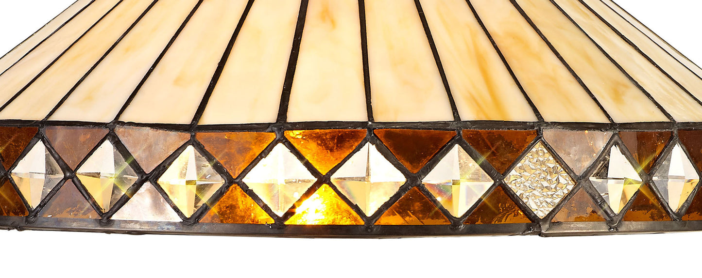 Rydal Tiffany 40cm Shade Only Suitable For Pendant and Ceiling and Table Lamp, Amber and Cream and Crystal