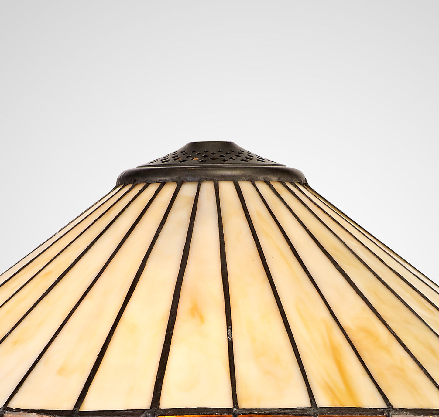 Rydal Tiffany 40cm Shade Only Suitable For Pendant and Ceiling and Table Lamp, Amber and Cream and Crystal