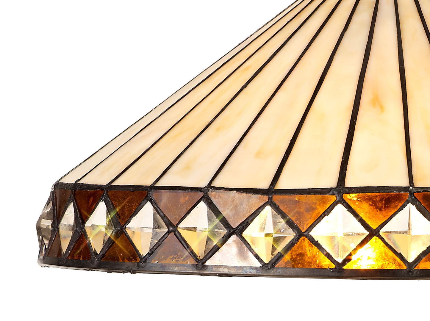 Rydal Tiffany 40cm Shade Only Suitable For Pendant and Ceiling and Table Lamp, Amber and Cream and Crystal