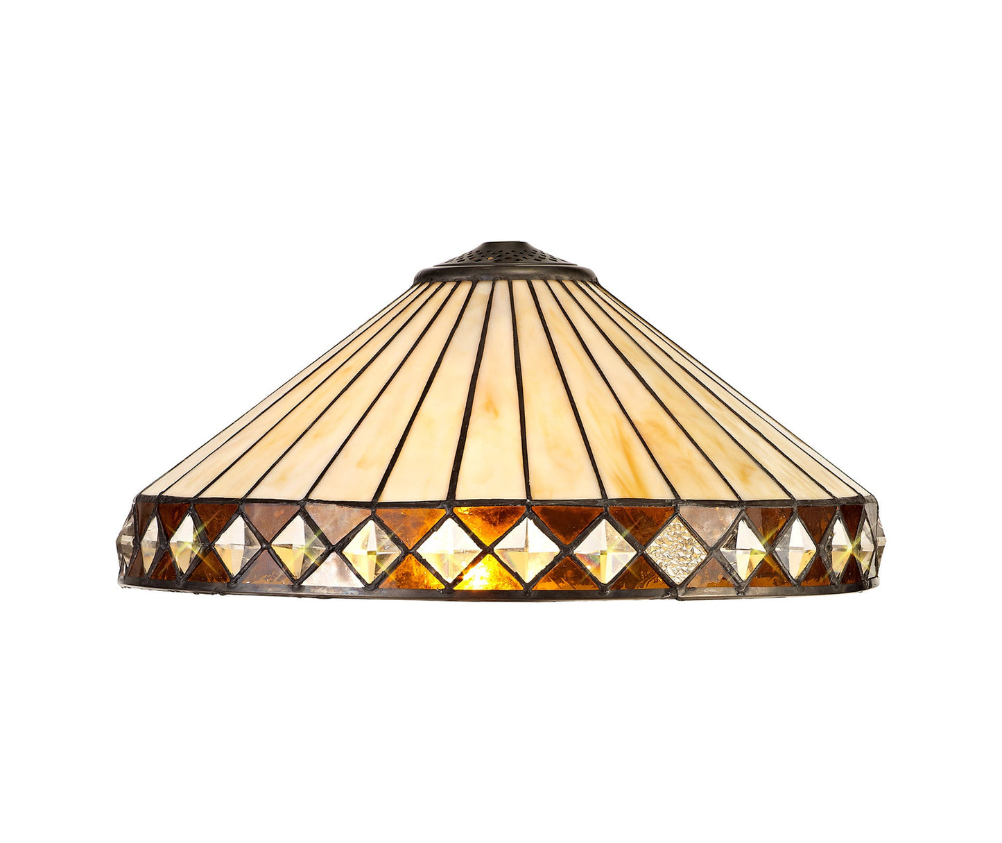 Rydal Tiffany 40cm Shade Only Suitable For Pendant and Ceiling and Table Lamp, Amber and Cream and Crystal