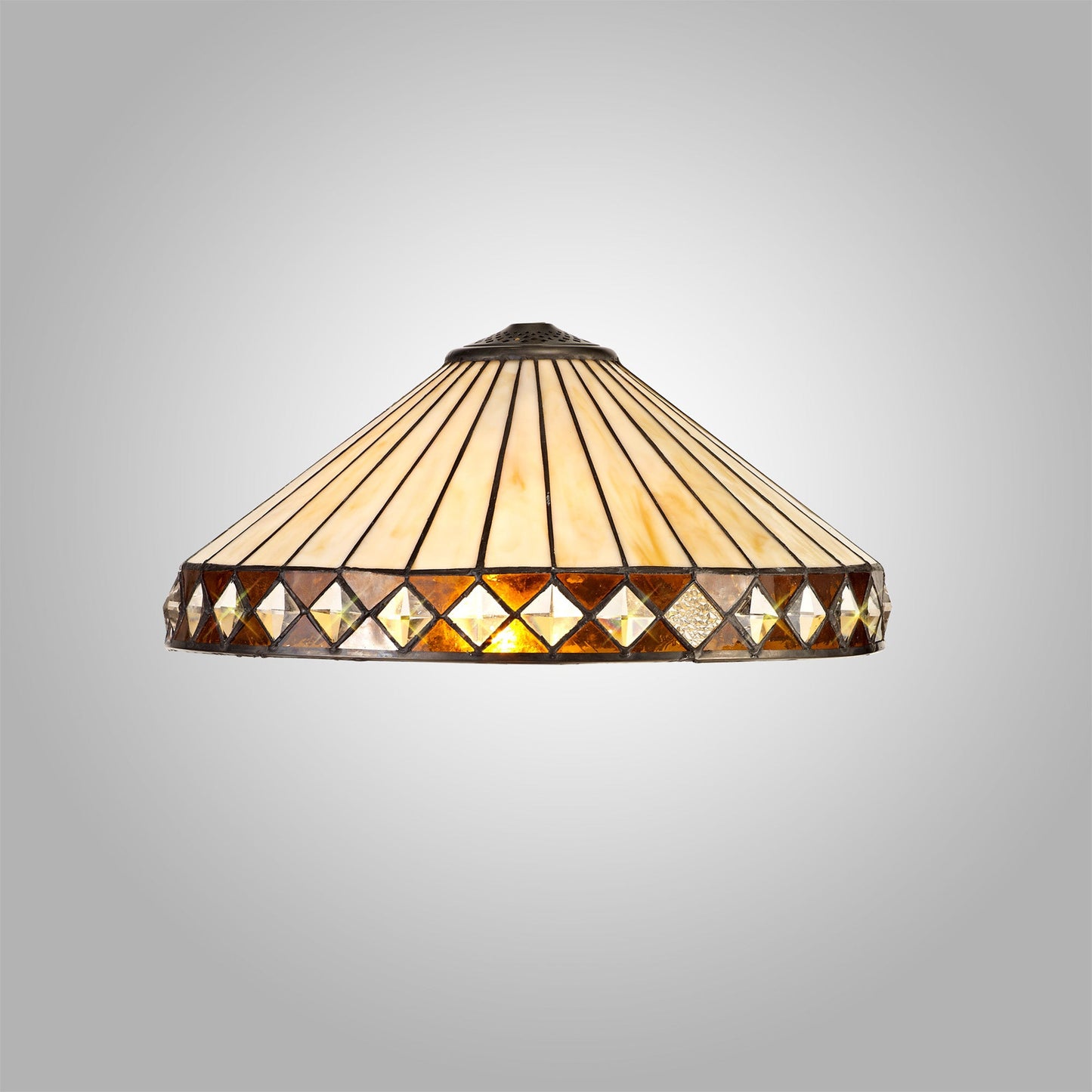 Rydal Tiffany 40cm Shade Only Suitable For Pendant and Ceiling and Table Lamp, Amber and Cream and Crystal