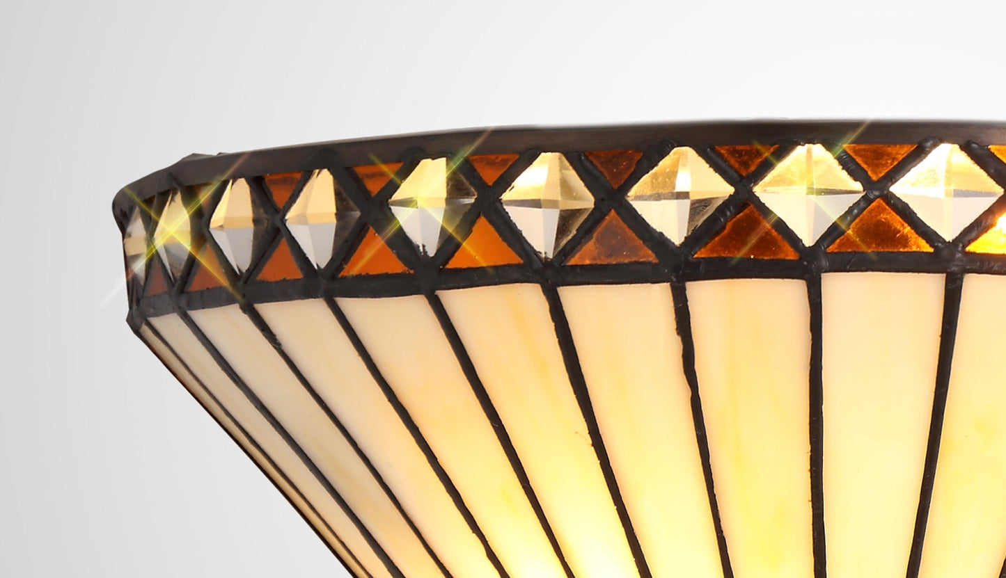 Rydal Tiffany Wall Lamp, 2 x E14, Amber and Cream and Crystal