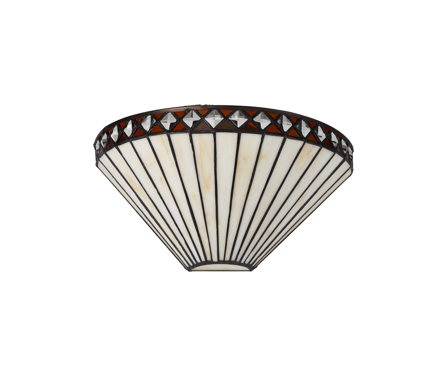 Rydal Tiffany Wall Lamp, 2 x E14, Amber and Cream and Crystal