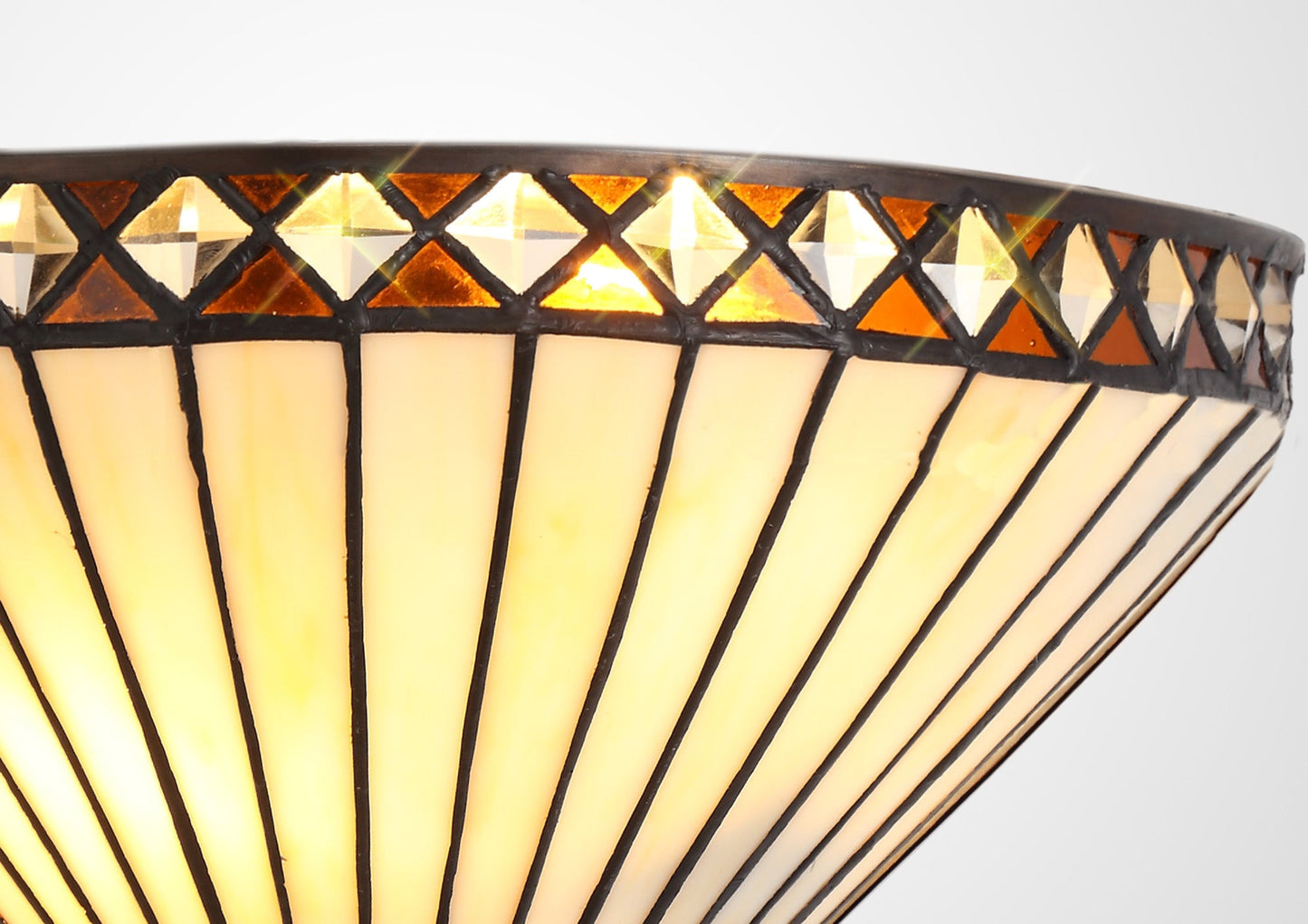 Rydal Tiffany Wall Lamp, 2 x E14, Amber and Cream and Crystal
