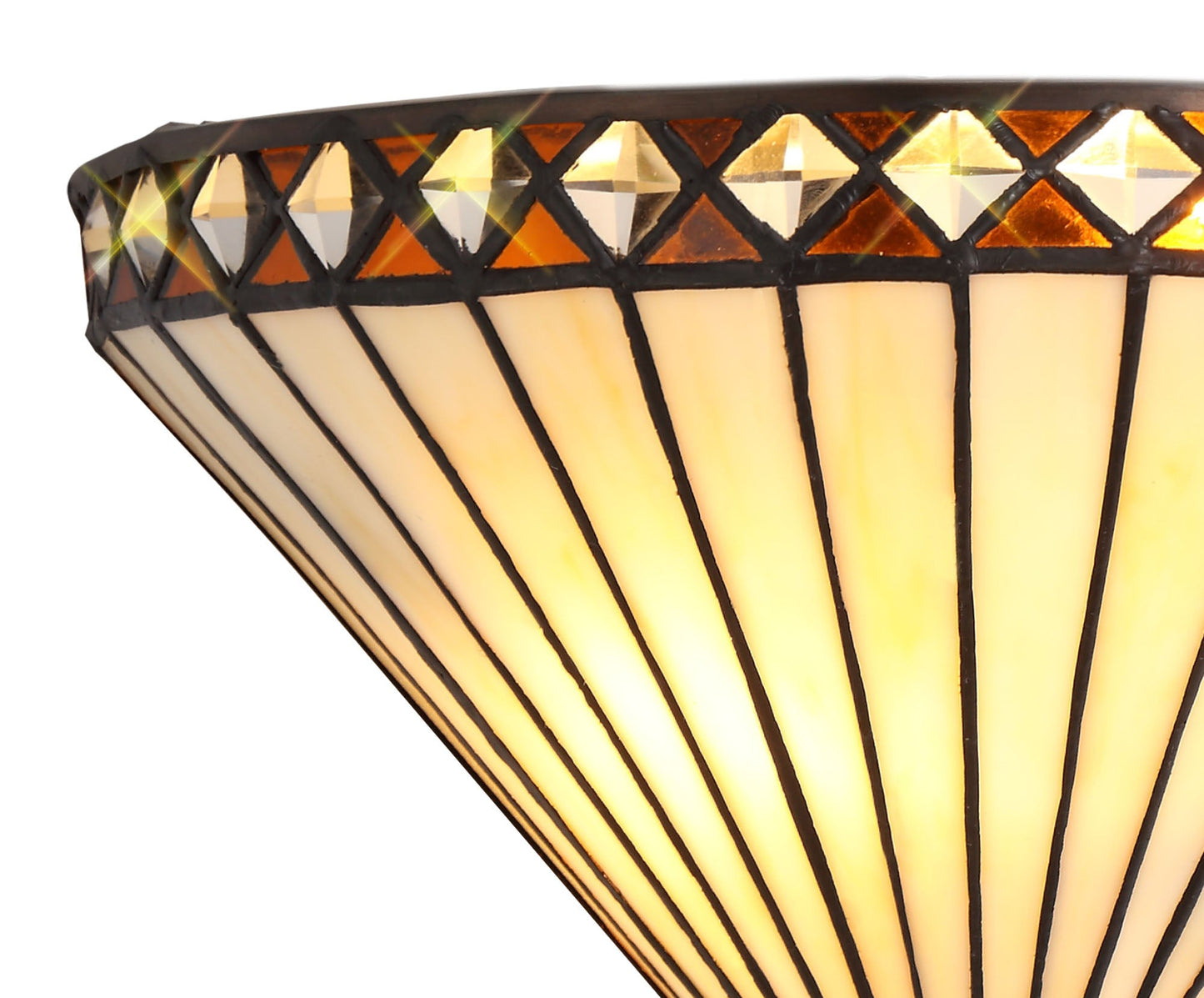 Rydal Tiffany Wall Lamp, 2 x E14, Amber and Cream and Crystal
