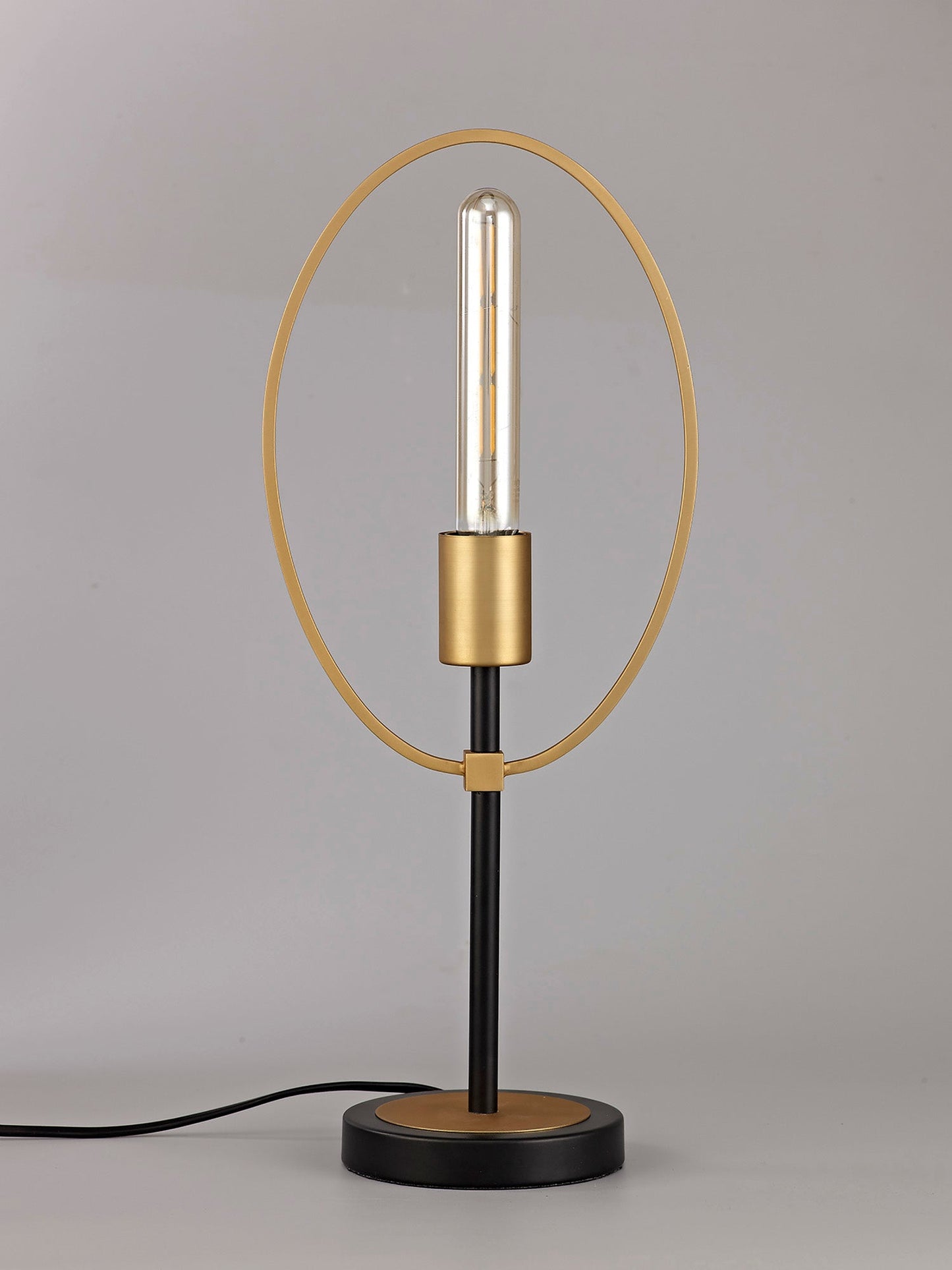 Sandbach Table Lamp, 1 Light E27, Sand Gold and Matt Black