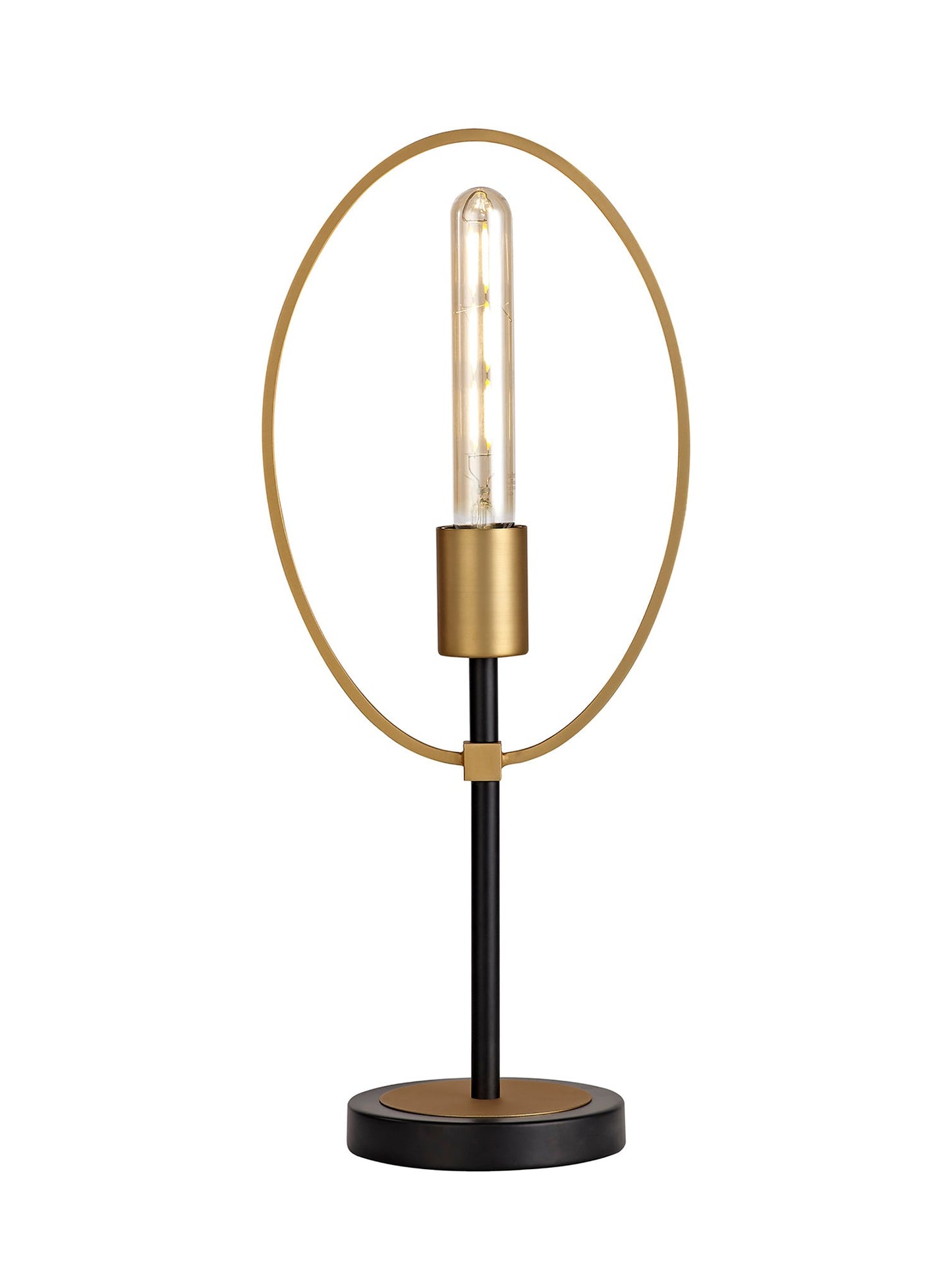 Sandbach Table Lamp, 1 Light E27, Sand Gold and Matt Black