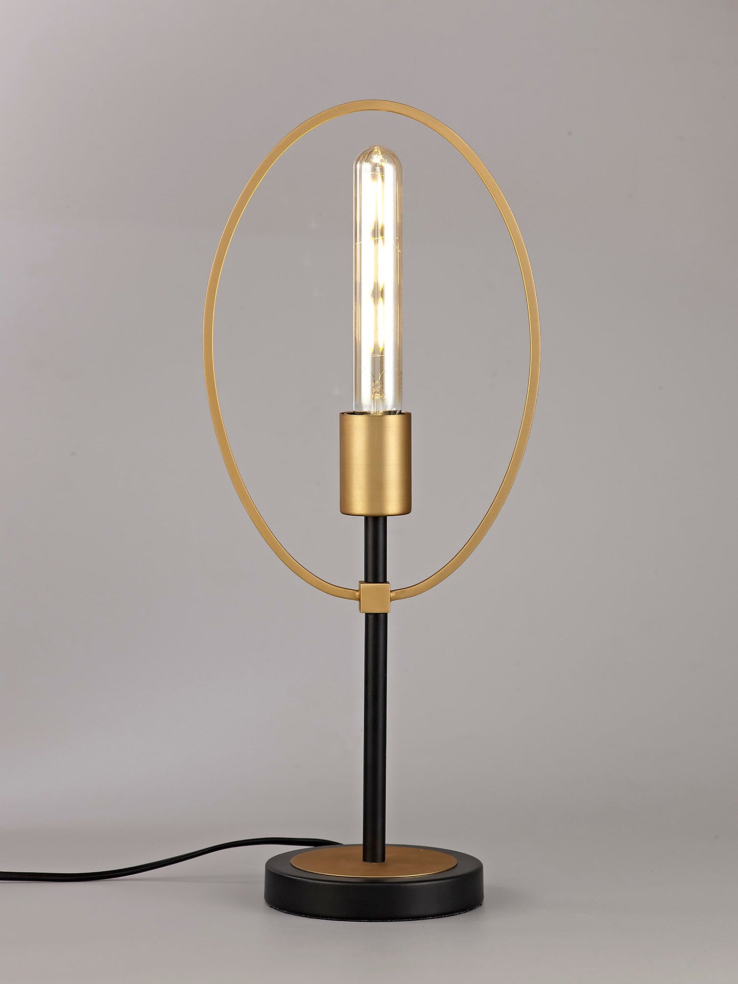 Sandbach Table Lamp, 1 Light E27, Sand Gold and Matt Black