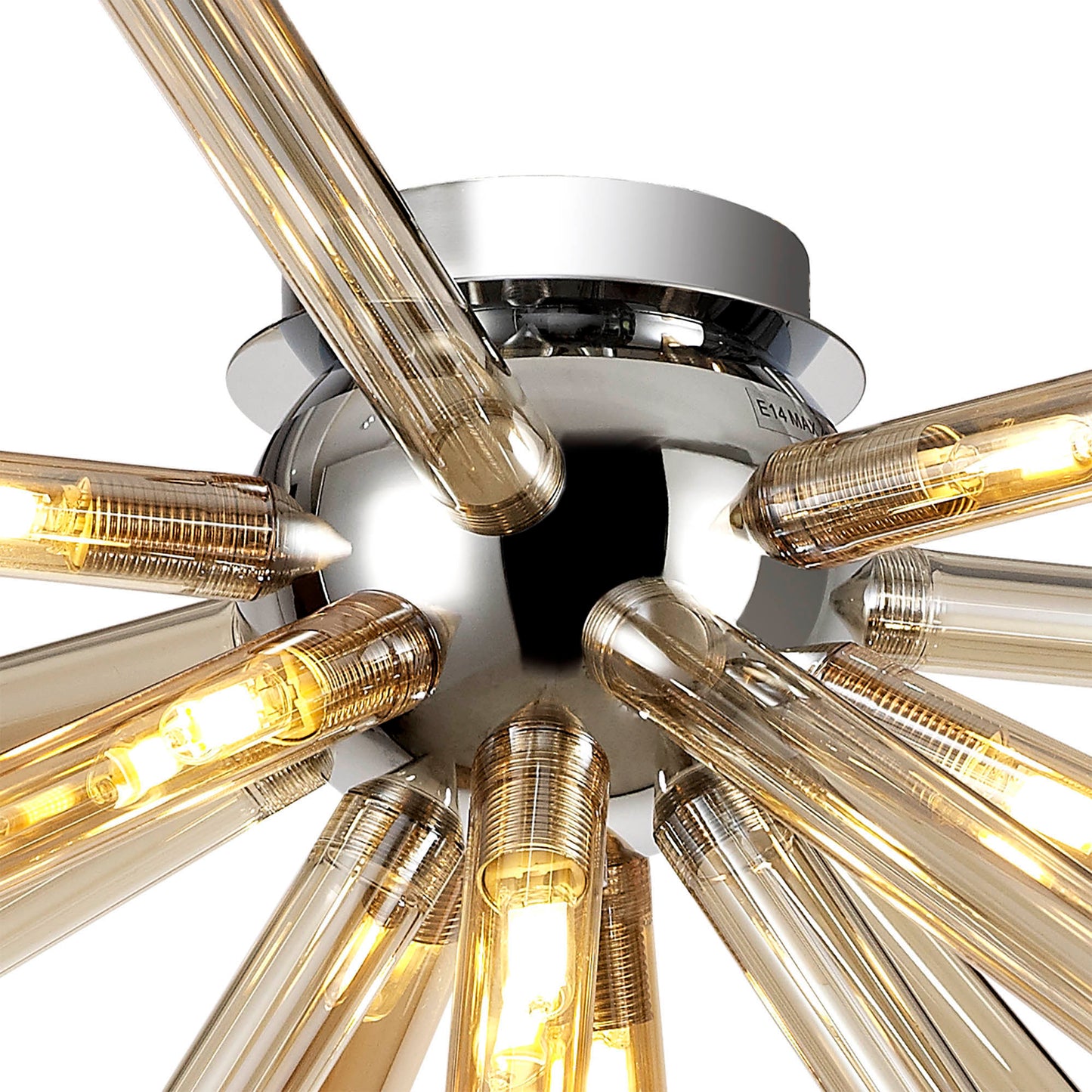 Sandiway Semi-Flush 8 Light G9, Amber & Champagne and Polished Chrome