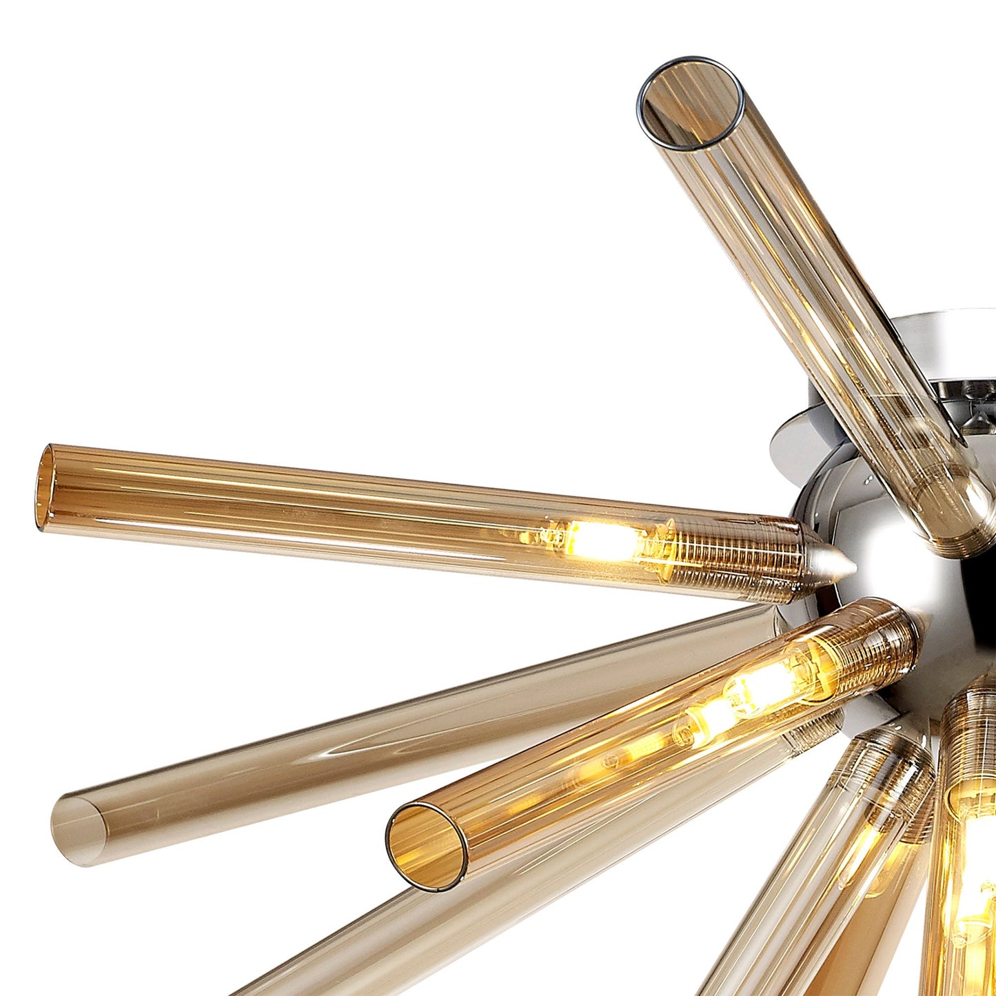 Sandiway Semi-Flush 8 Light G9, Amber & Champagne and Polished Chrome