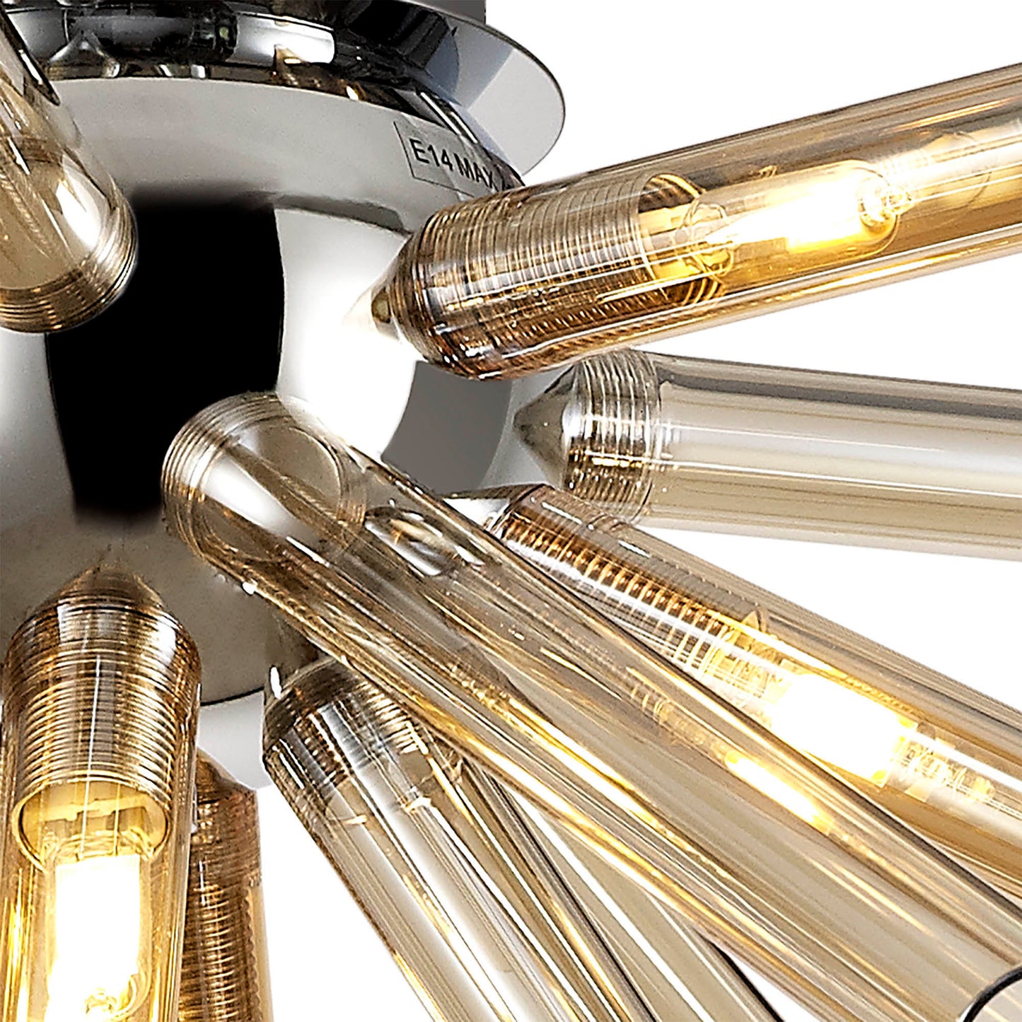 Sandiway Semi-Flush 8 Light G9, Amber & Champagne and Polished Chrome