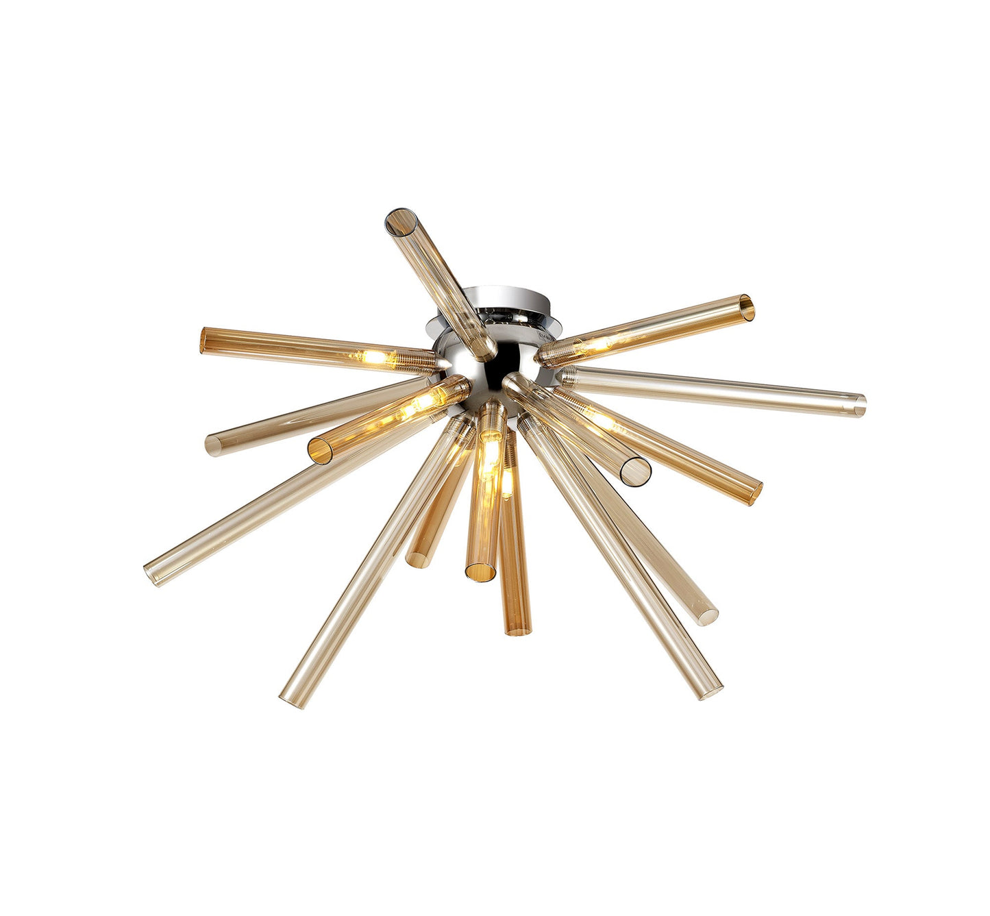 Sandiway Semi-Flush 8 Light G9, Amber & Champagne and Polished Chrome