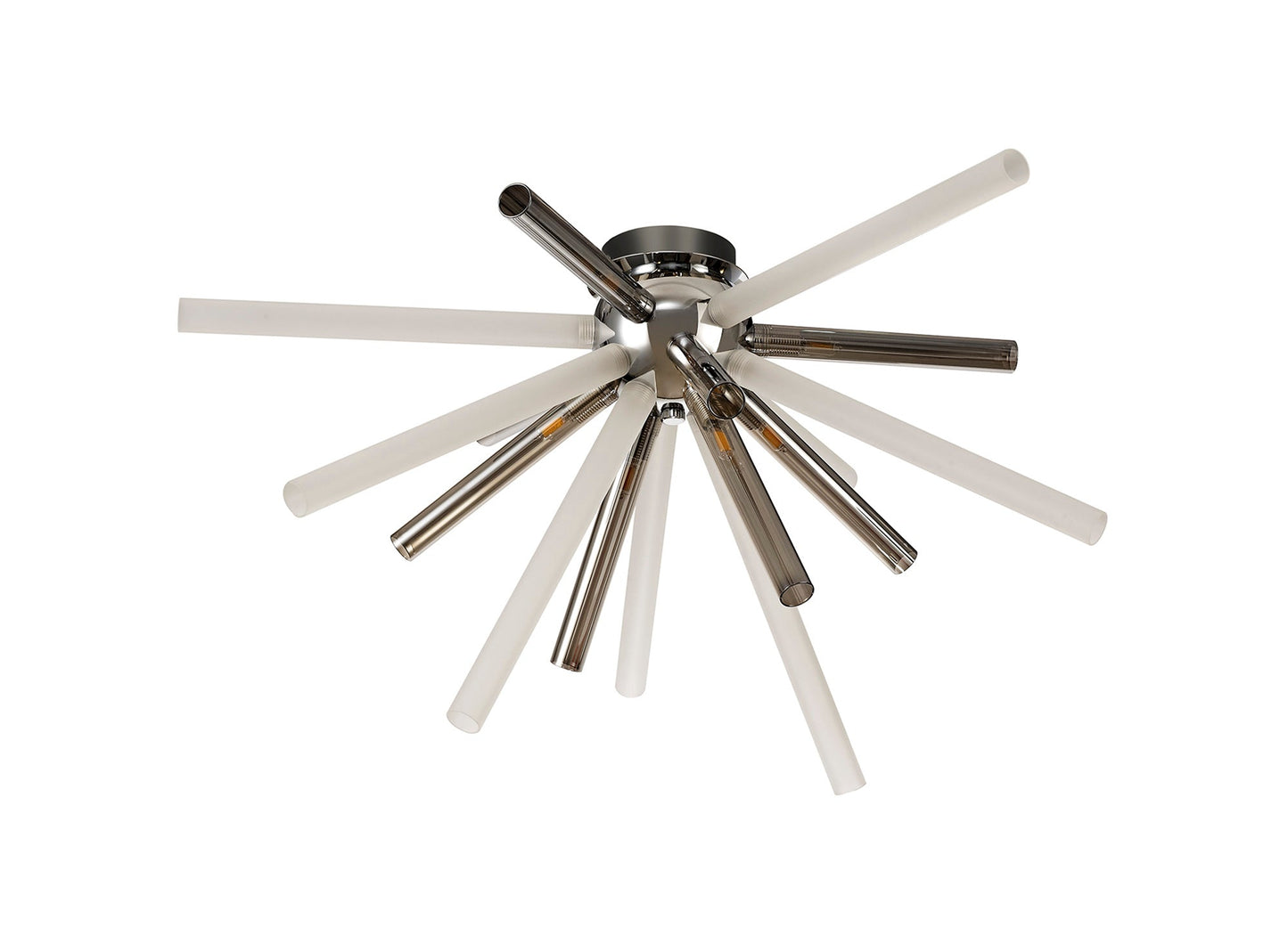 Sandiway Semi-Flush 8 Light G9, Smoked & Frosted and Polished Chrome